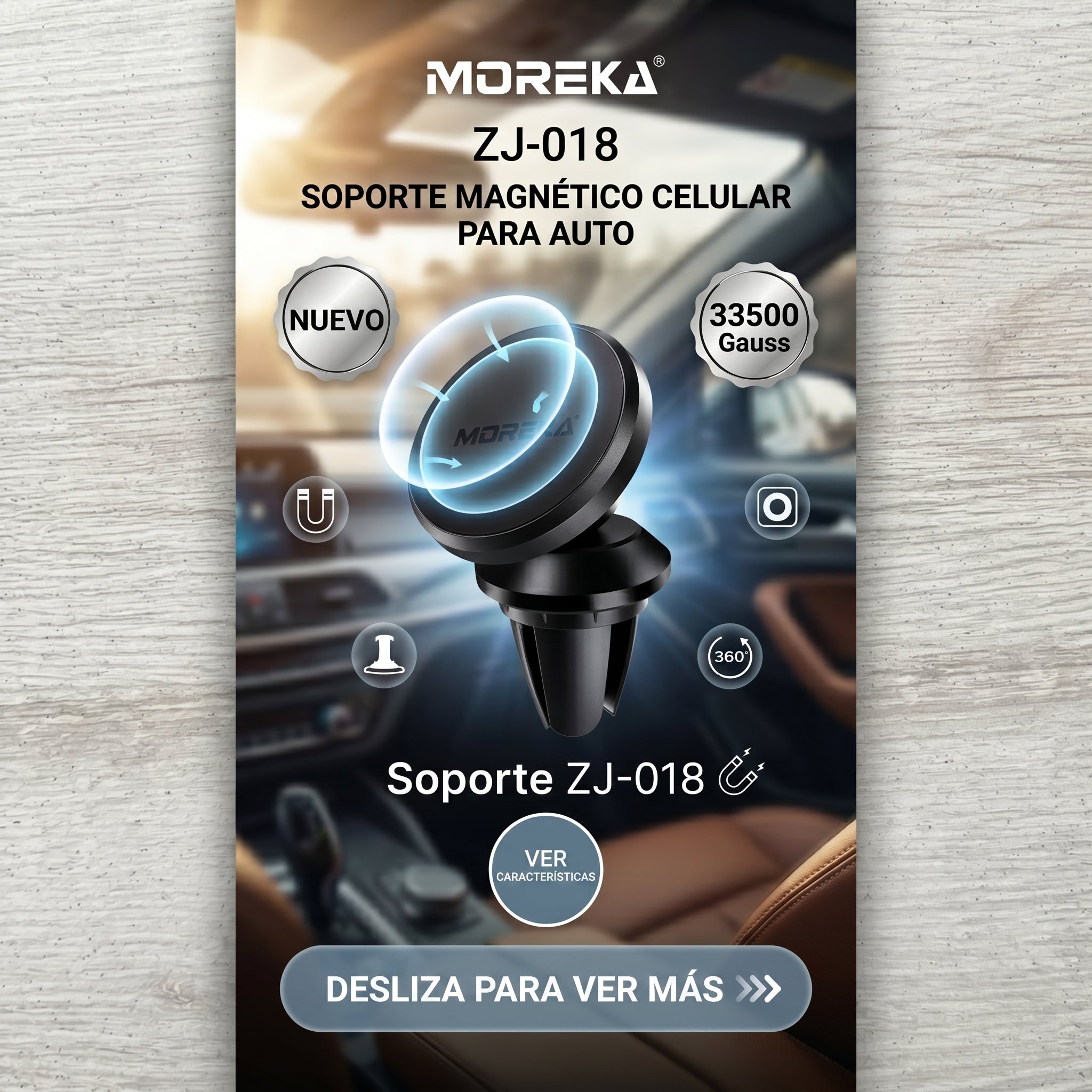 Soporte para Celular en Auto Magnético ZJ-018 Universal con Giratorio 360 Grados y Campo Magnético Segura para Múltiples Móviles - Imagen 6