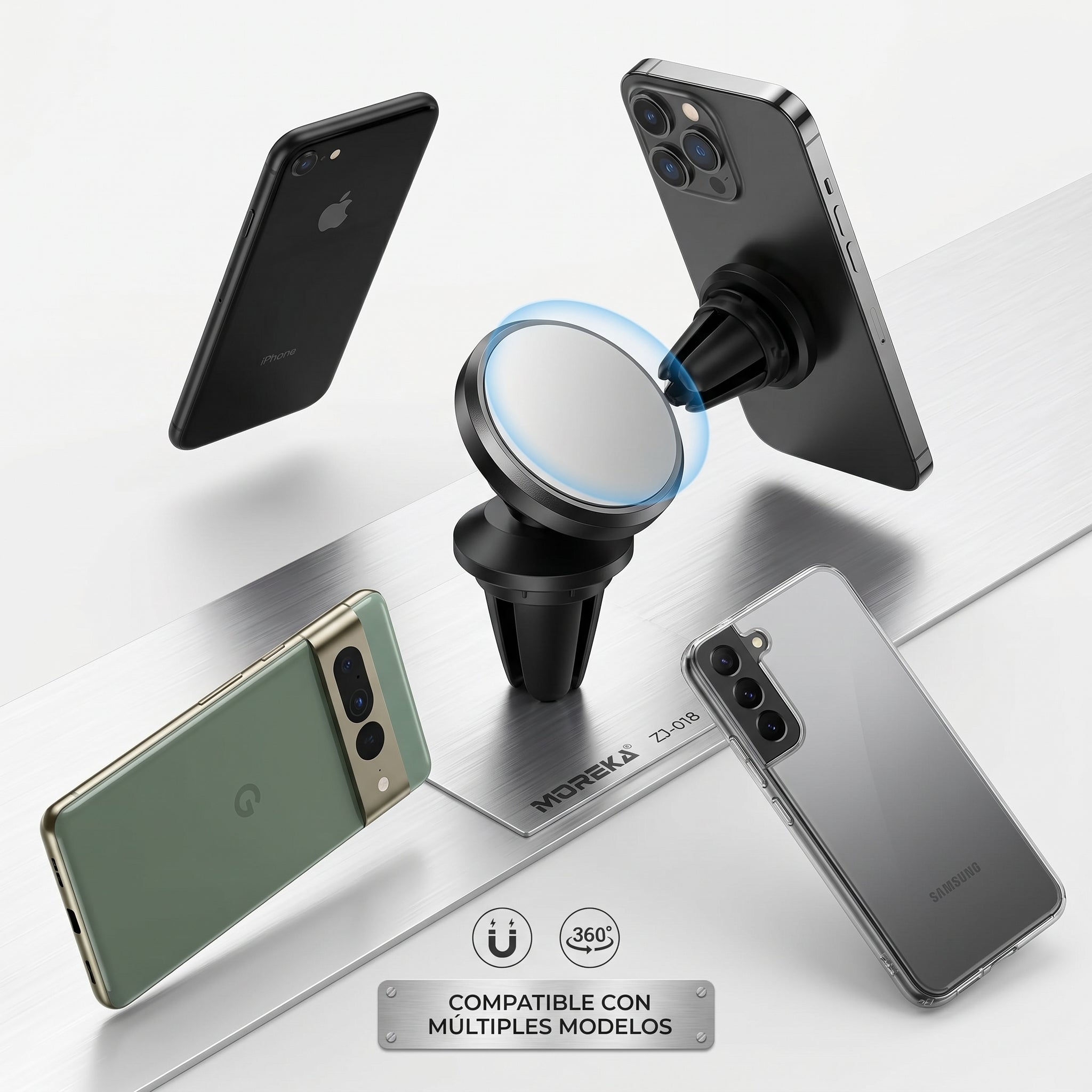 Soporte para Celular en Auto Magnético ZJ-018 Universal con Giratorio 360 Grados y Campo Magnético Segura para Múltiples Móviles - Imagen 7