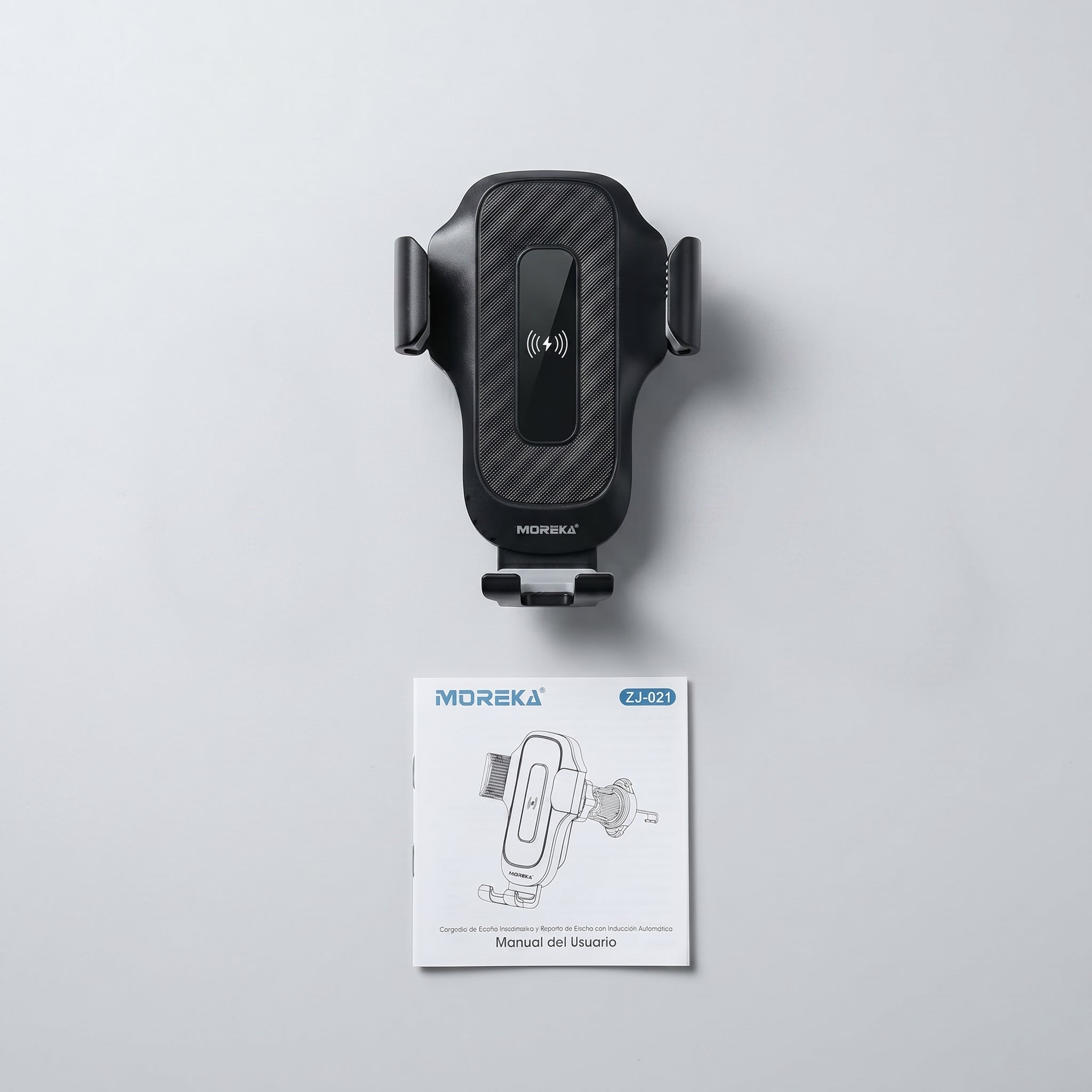 Soporte de Coche con Carga Inalámbrica Rápida Moreka ZJ-021 15W Sujeción Automática Inteligente y Clip para Rejilla de Ventilación - Imagen 8