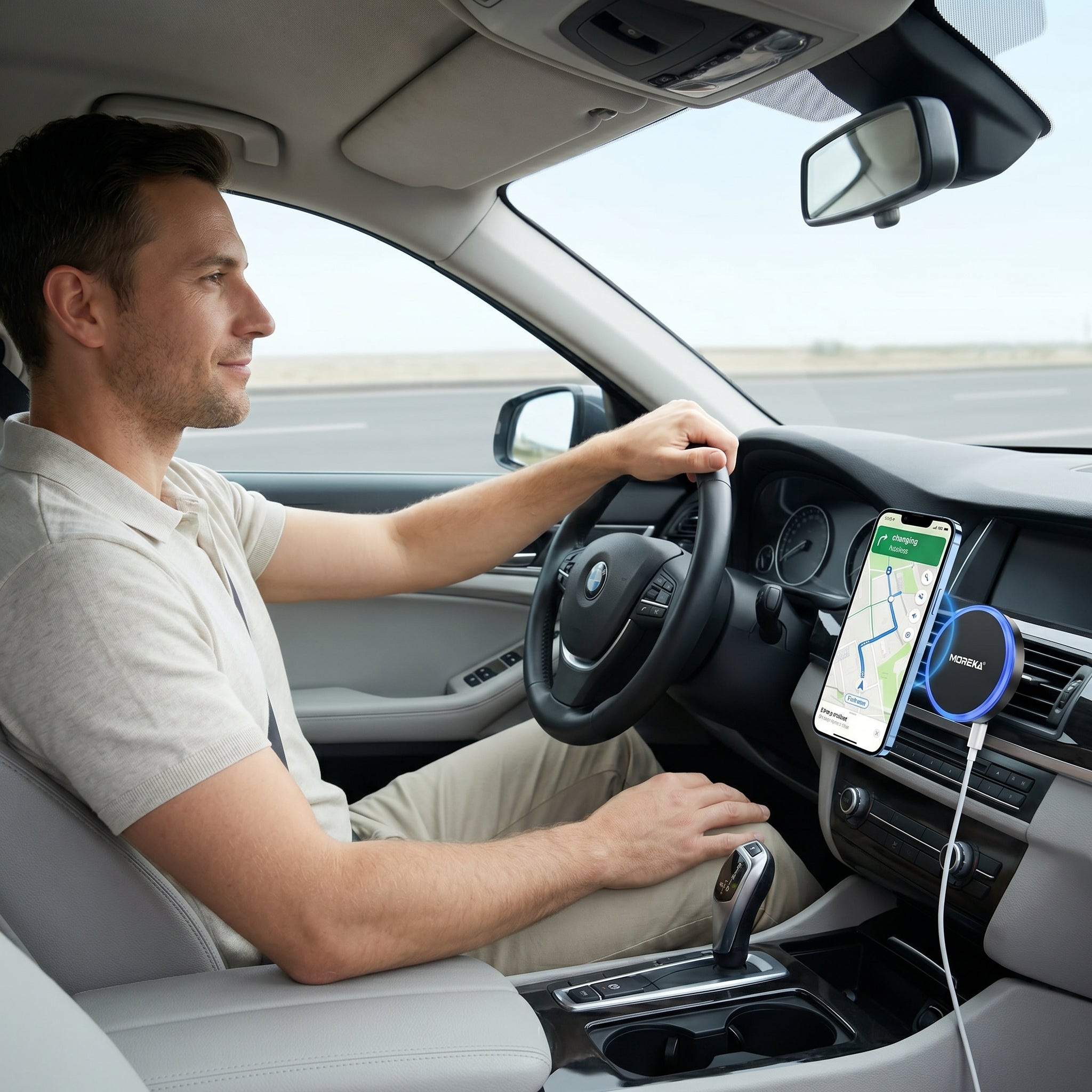 Cargador Inalámbrico Magnético para Auto Moreka ZJ-020 15W Soporte Ventilación Carga Rápida - Imagen 4