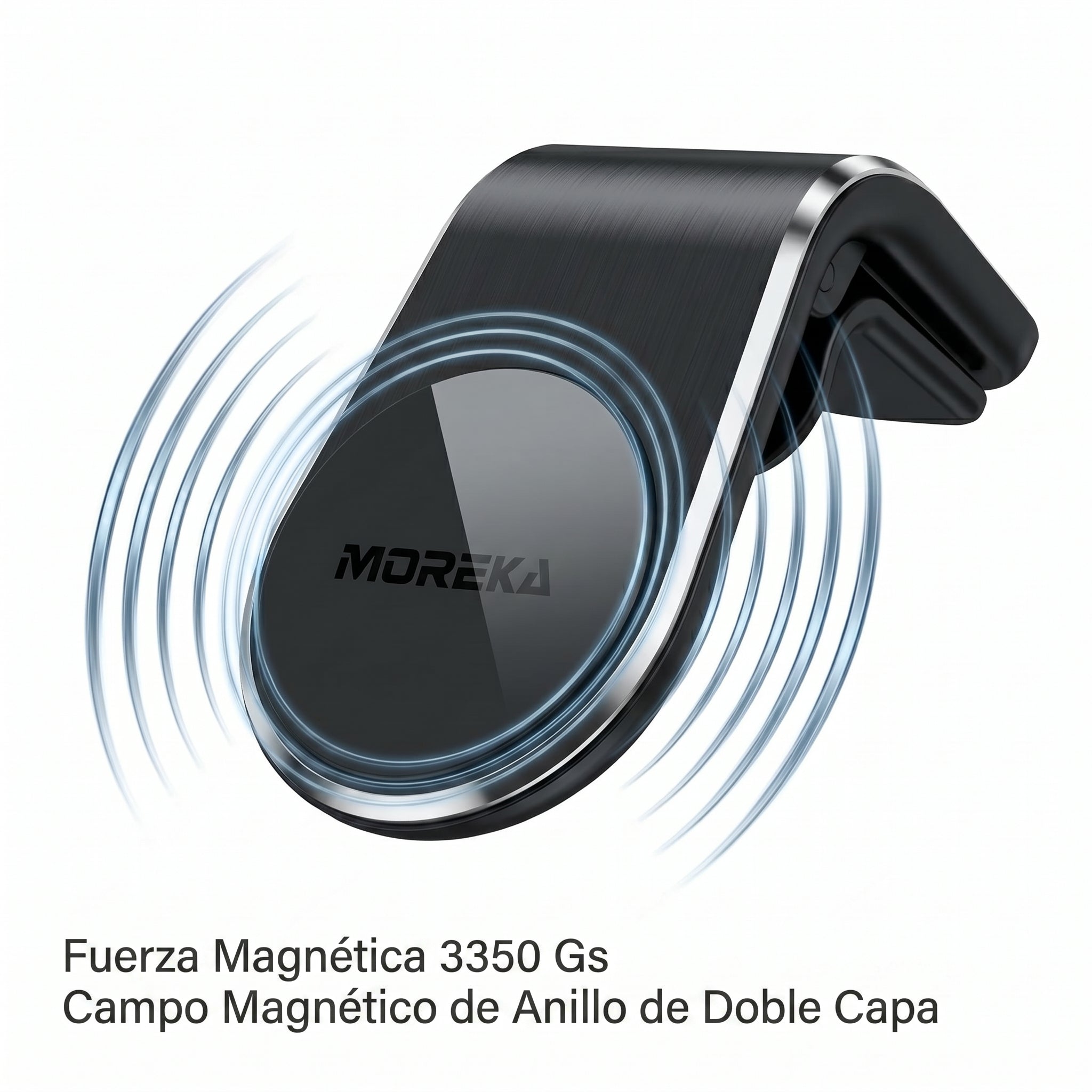 Soporte Magnético para Auto Moreka ZJ-016 Soporte Celular Coche Imantado 360° con Clip Rejilla de Aire Aleación de Aluminio y Fuerza Magnética 3350Gs - Imagen 5