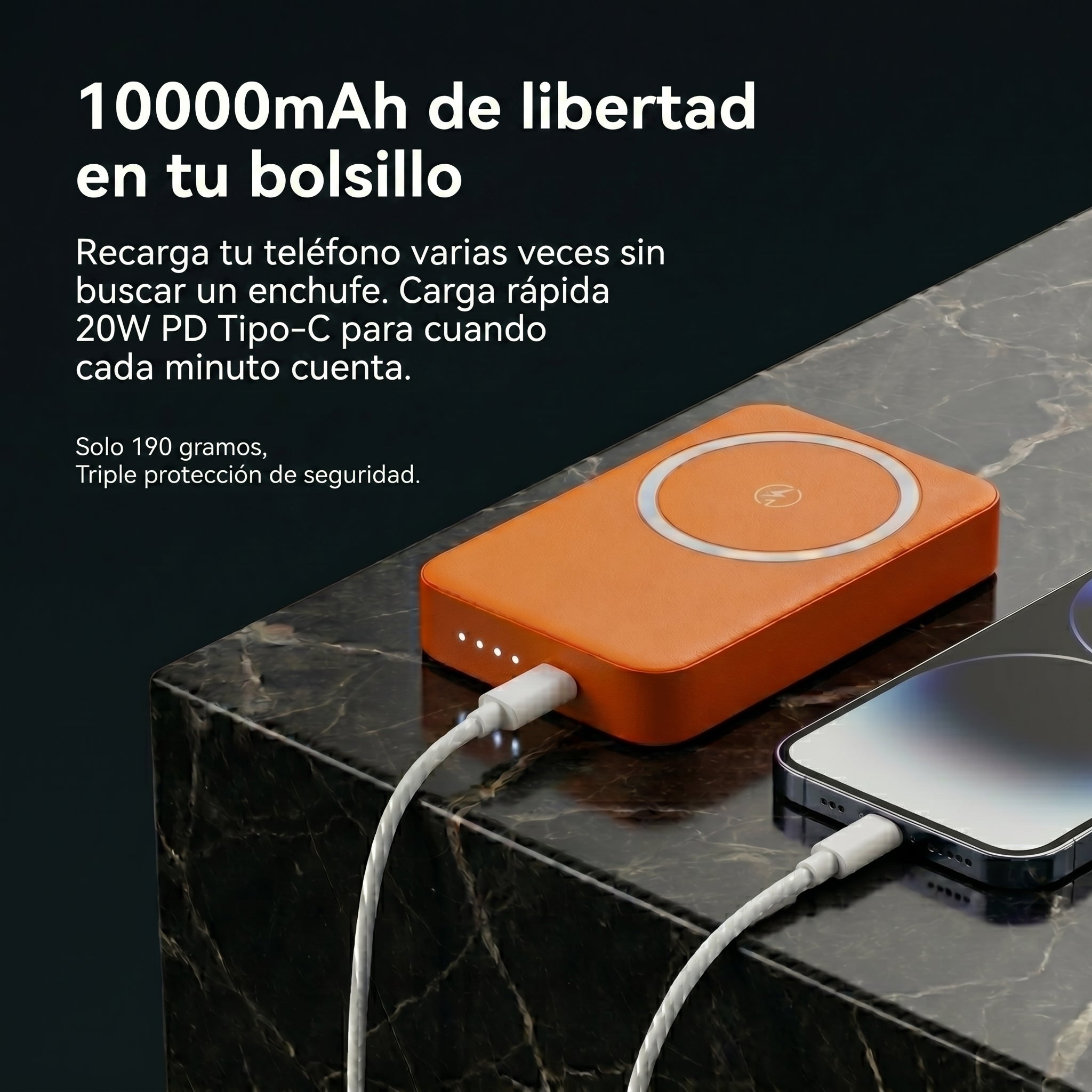 Power Bank Magnético Moreka K109 10000mAh con Carga Rápida Inalámbrica 15W y PD 20W - Imagen 7