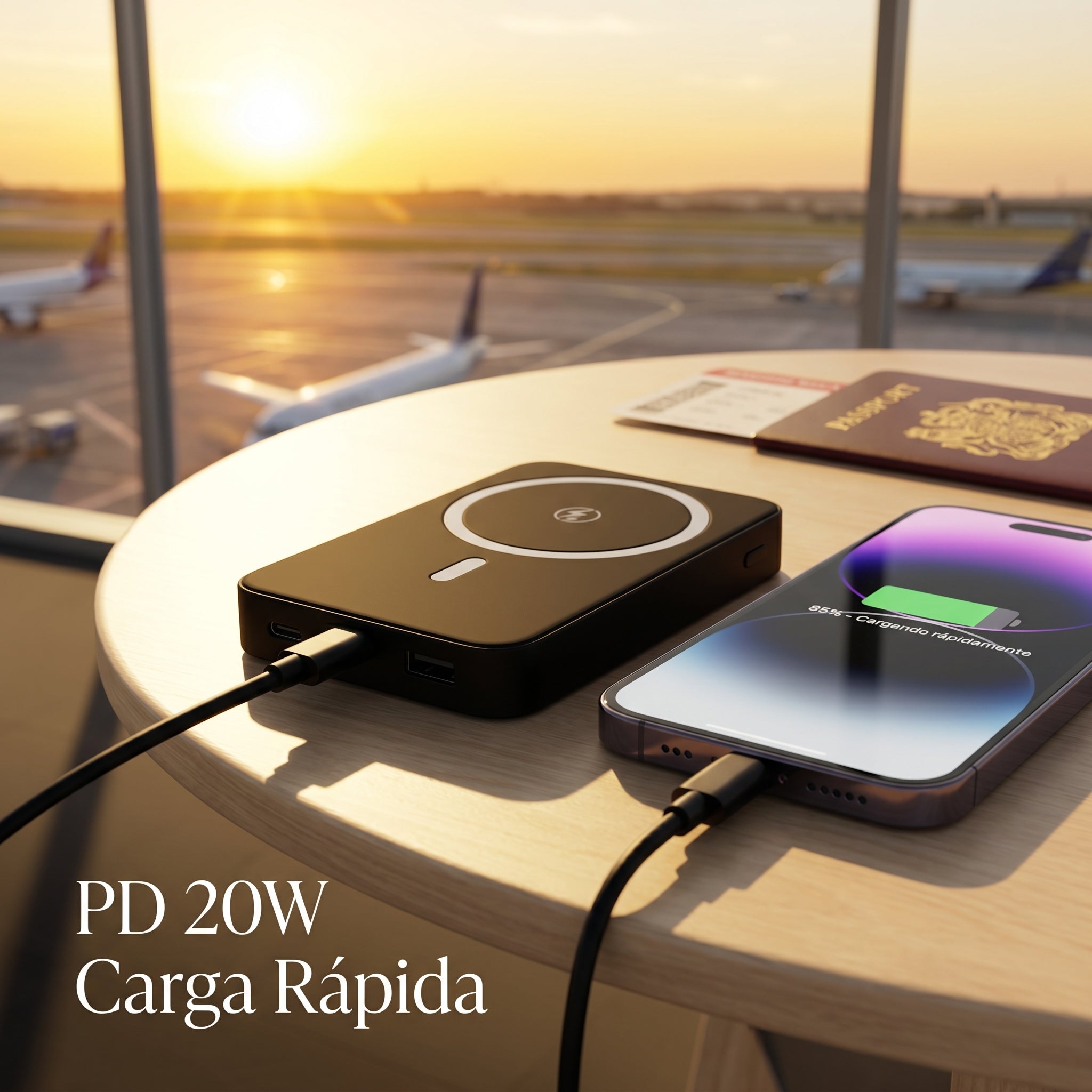 Power Bank Moreka K108 Magnético 5000mAh con Carga Rápida PD 20W e Inalámbrica 15W Cargador Portátil Compatible con MagSafe Mini Batería Externa para Viaje en Avión - Imagen 7