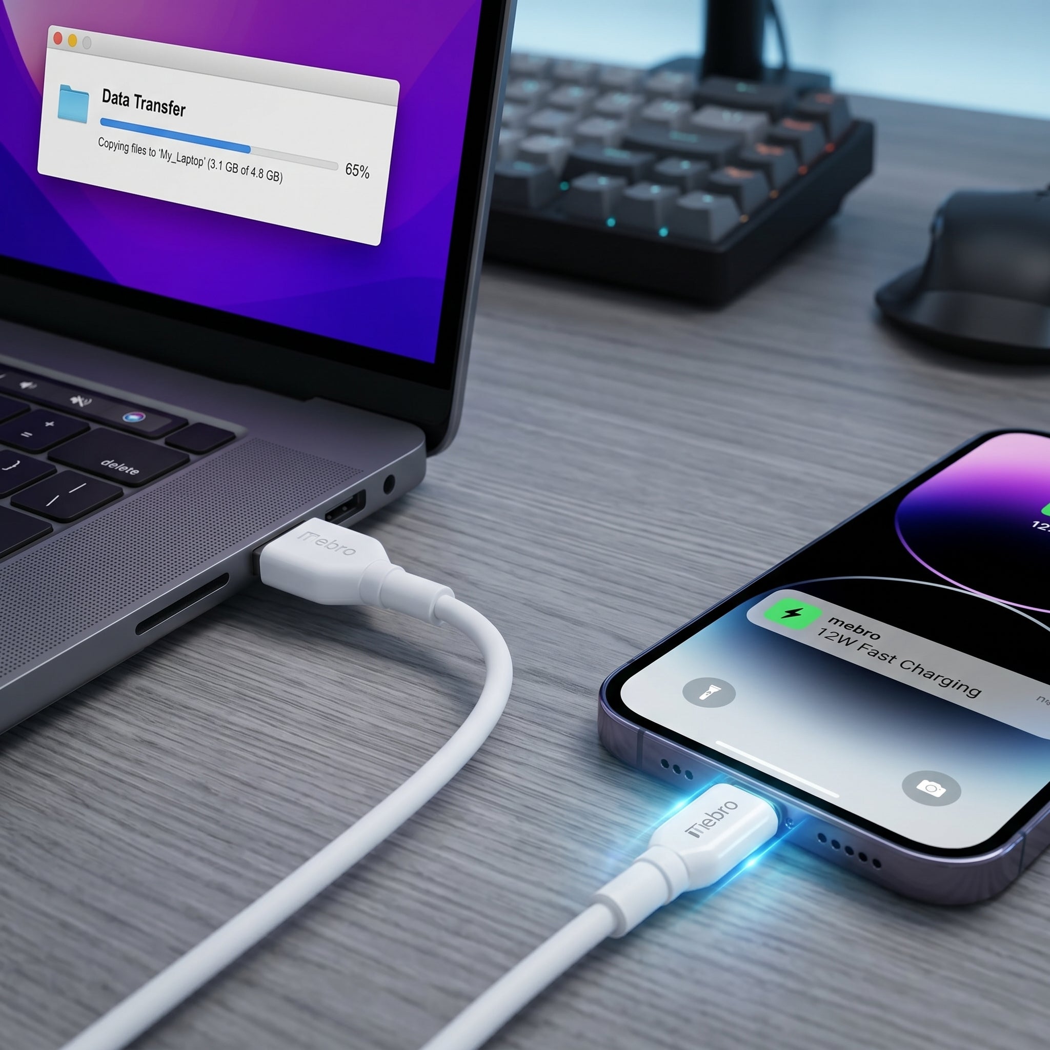Cable Tipo C NEBRO VC109 12W USB a Tipo C 1 Metro - Imagen 7