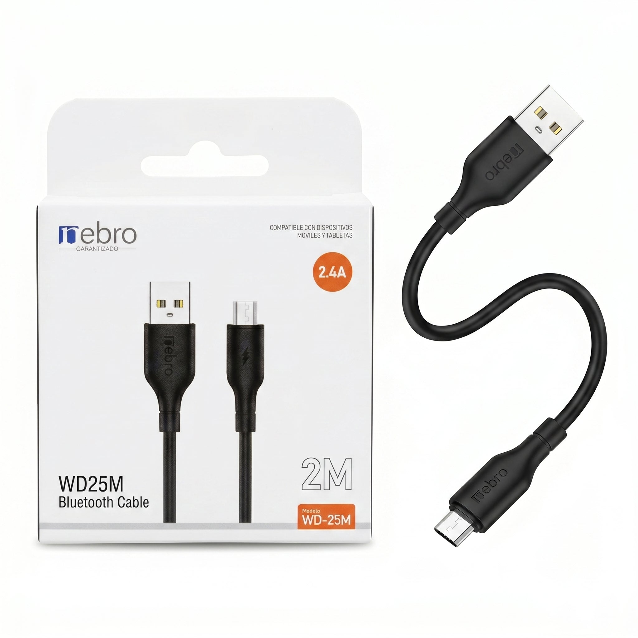 Cable Micro USB NEBRO WD25M 2.4A 2 Metros Carga Rápida - Imagen 1