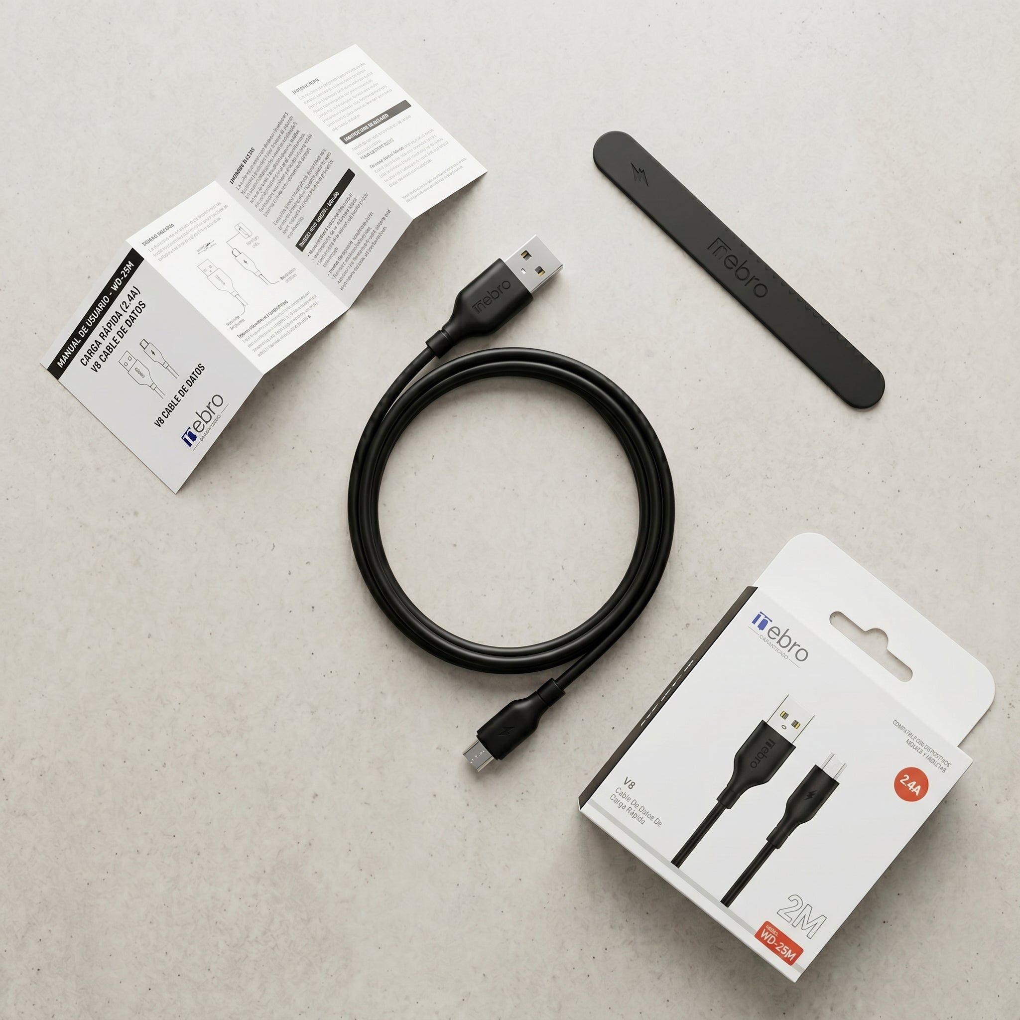 Cable Micro USB NEBRO WD25M 2.4A 2 Metros Carga Rápida - Imagen 7