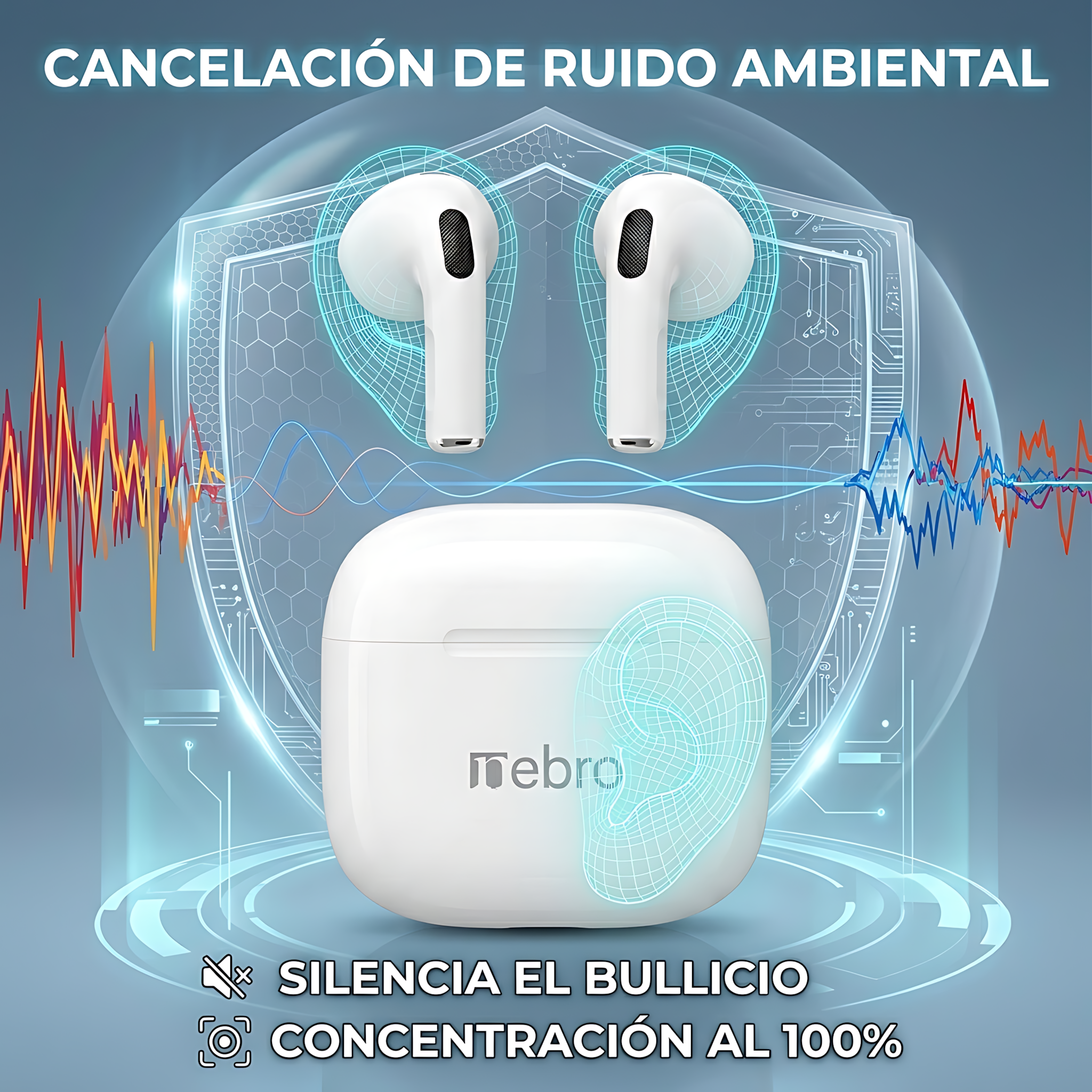 Audífonos Inalámbricos In Ear Nebro WE-016 Bluetooth Premium ANC - Imagen 3