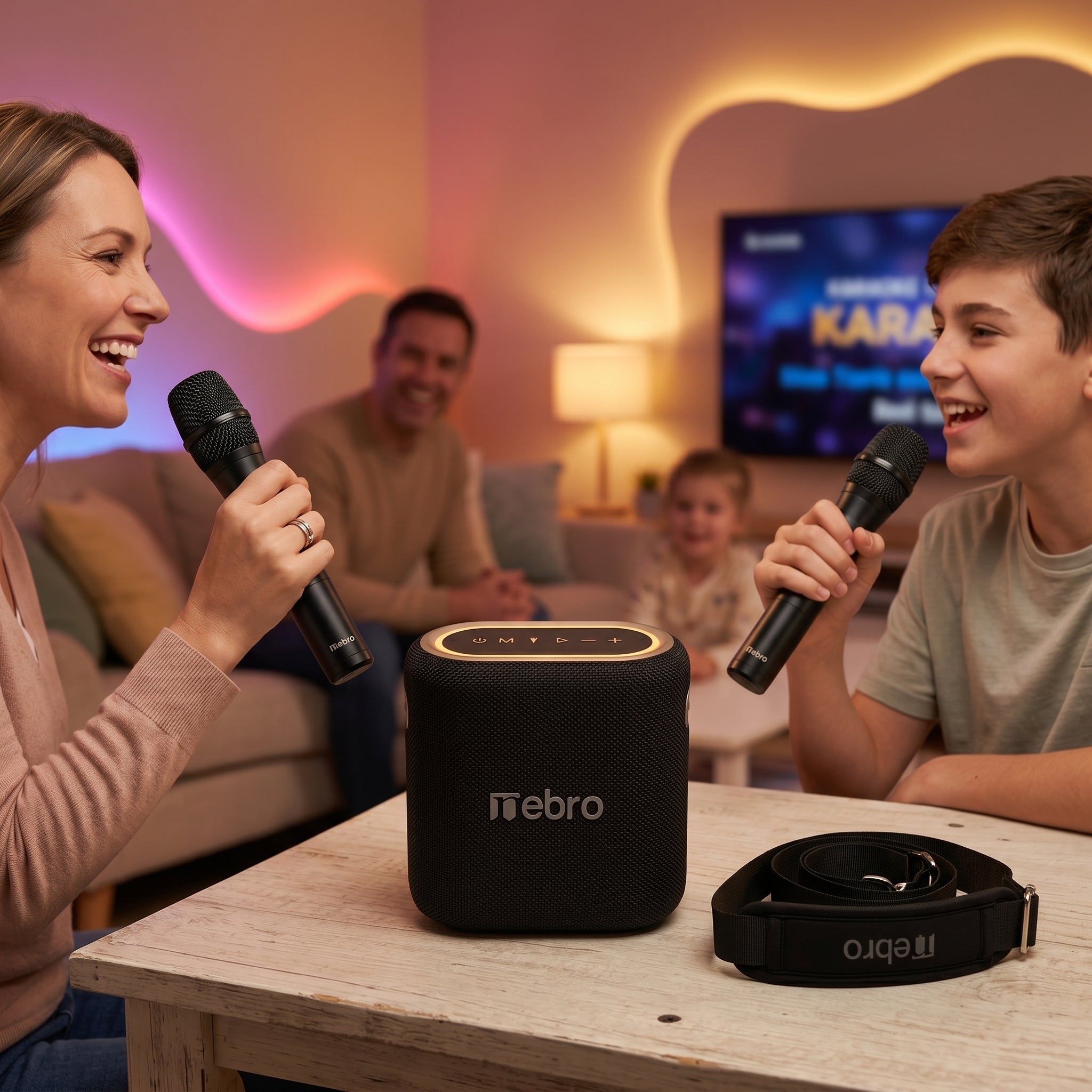 Altavoz Karaoke Portátil WG-080 40W con 2 Micrófonos Inalámbricos - Imagen 7