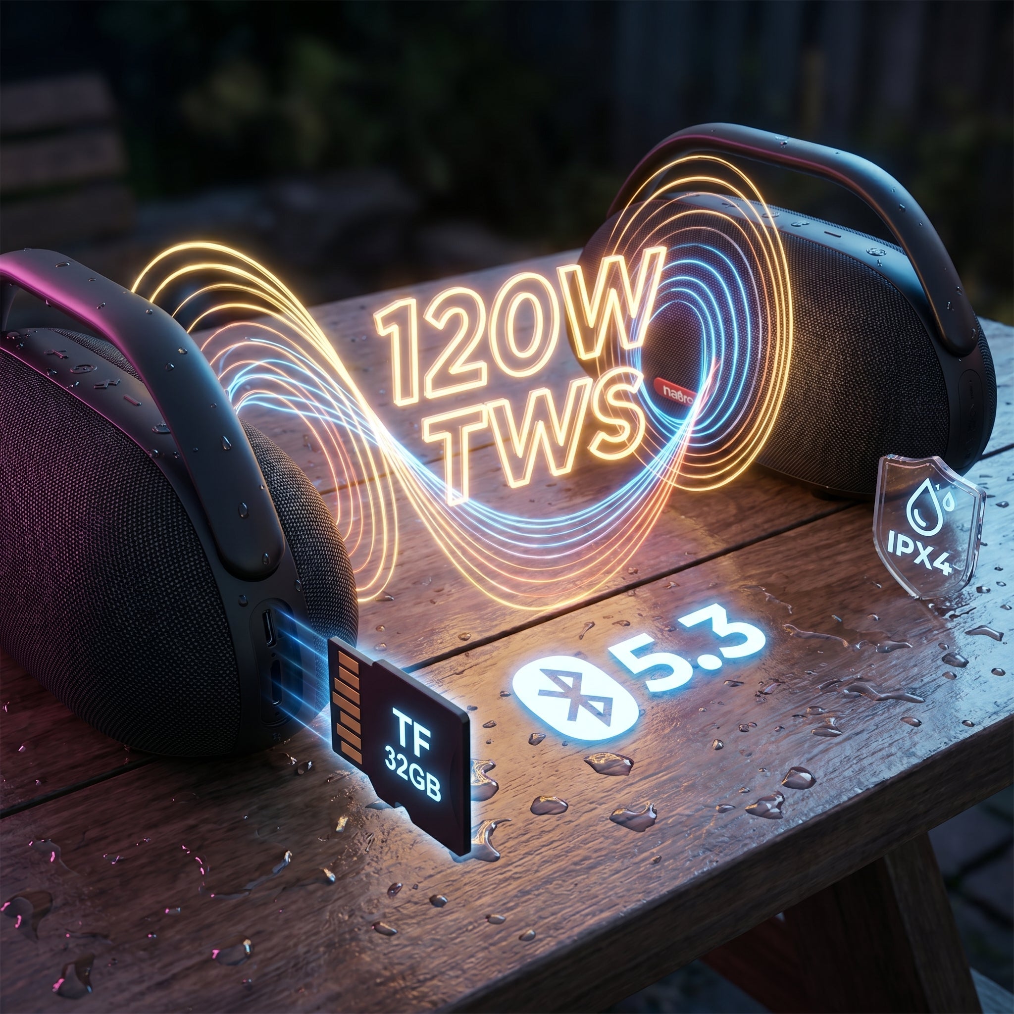 Bocina Bluetooth TWS NEBRO WG141 Bluetooth 53 120W IPX4 - Imagen 7