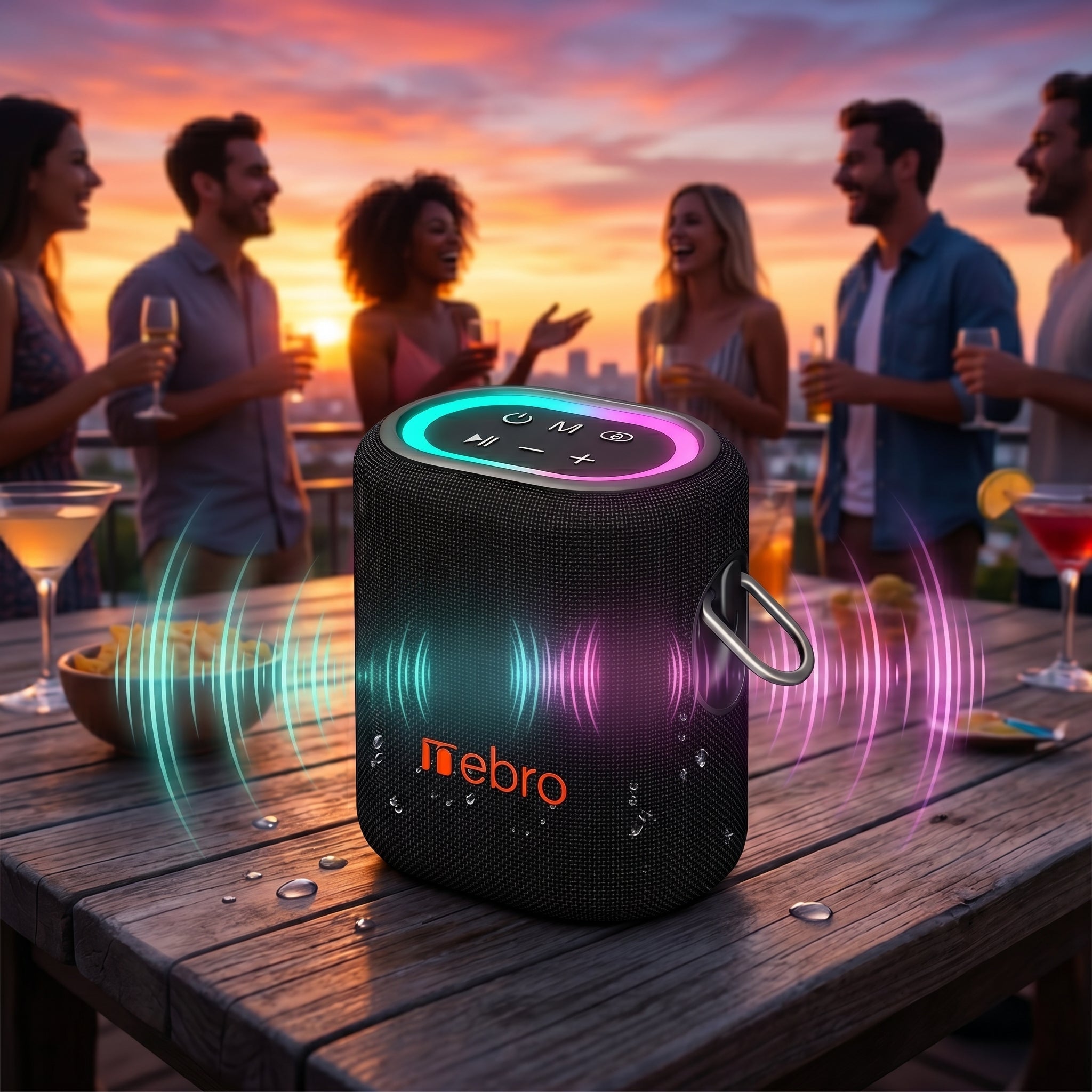 Bocina Inalámbrica Nebro WG-137 Bluetooth 5.3 20W de Potencia Sonido Envolvente 66mm Batería 4000mAh 8 Horas de Reproducción Luz RGB TWS TF y Auxiliar - Imagen 3