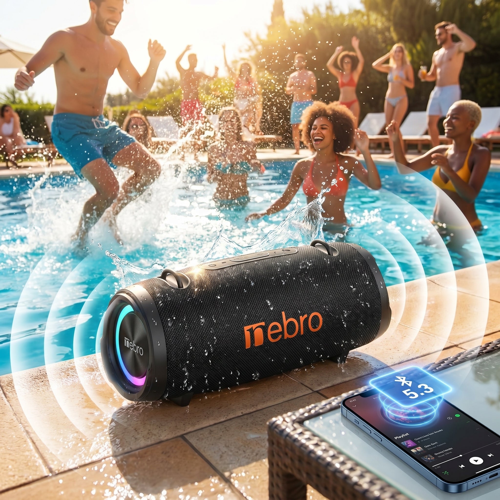 Bocina Bluetooth TWS NEBRO WG143 Bluetooth 53 100W IPX6 - Imagen 4
