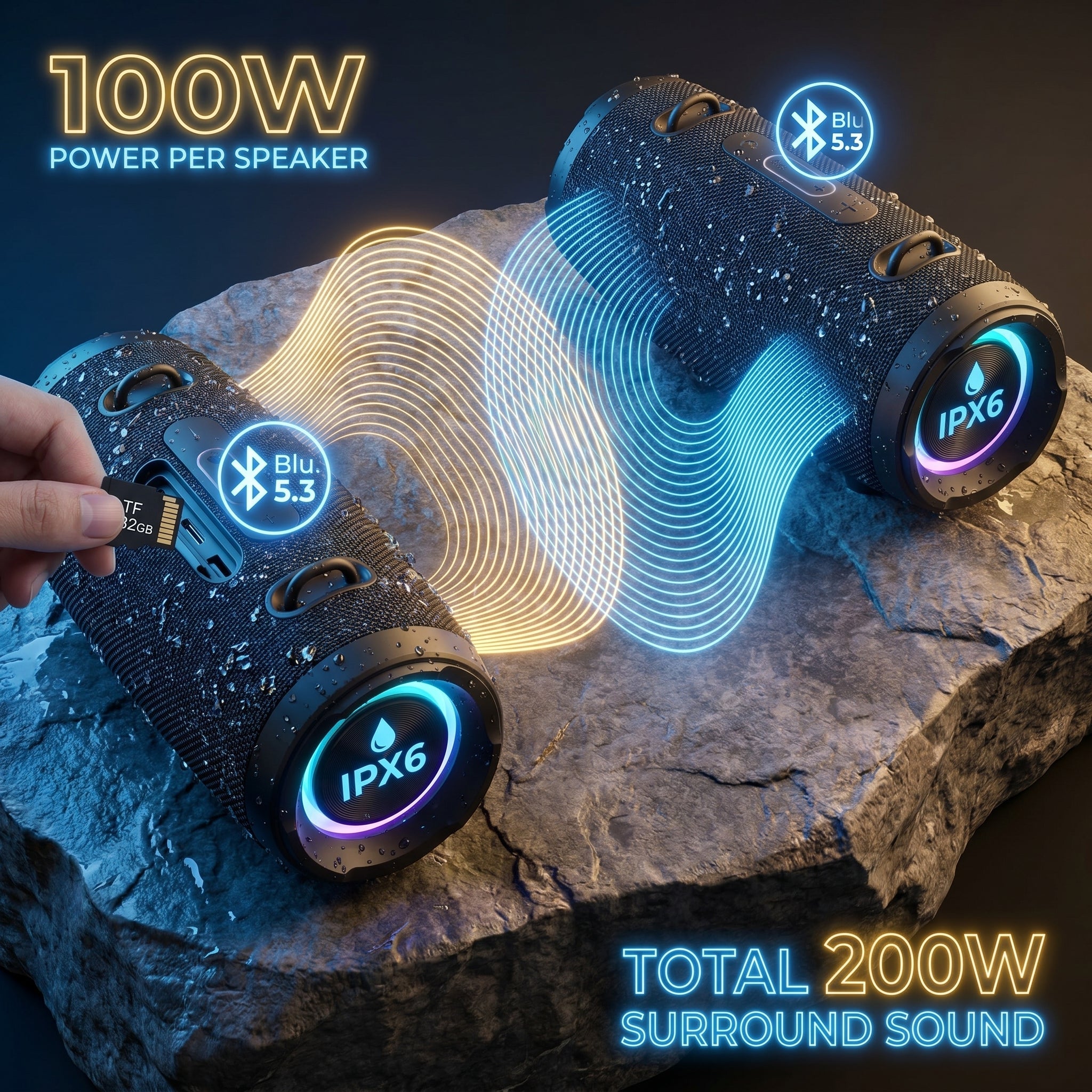 Bocina Bluetooth TWS NEBRO WG143 Bluetooth 53 100W IPX6 - Imagen 5