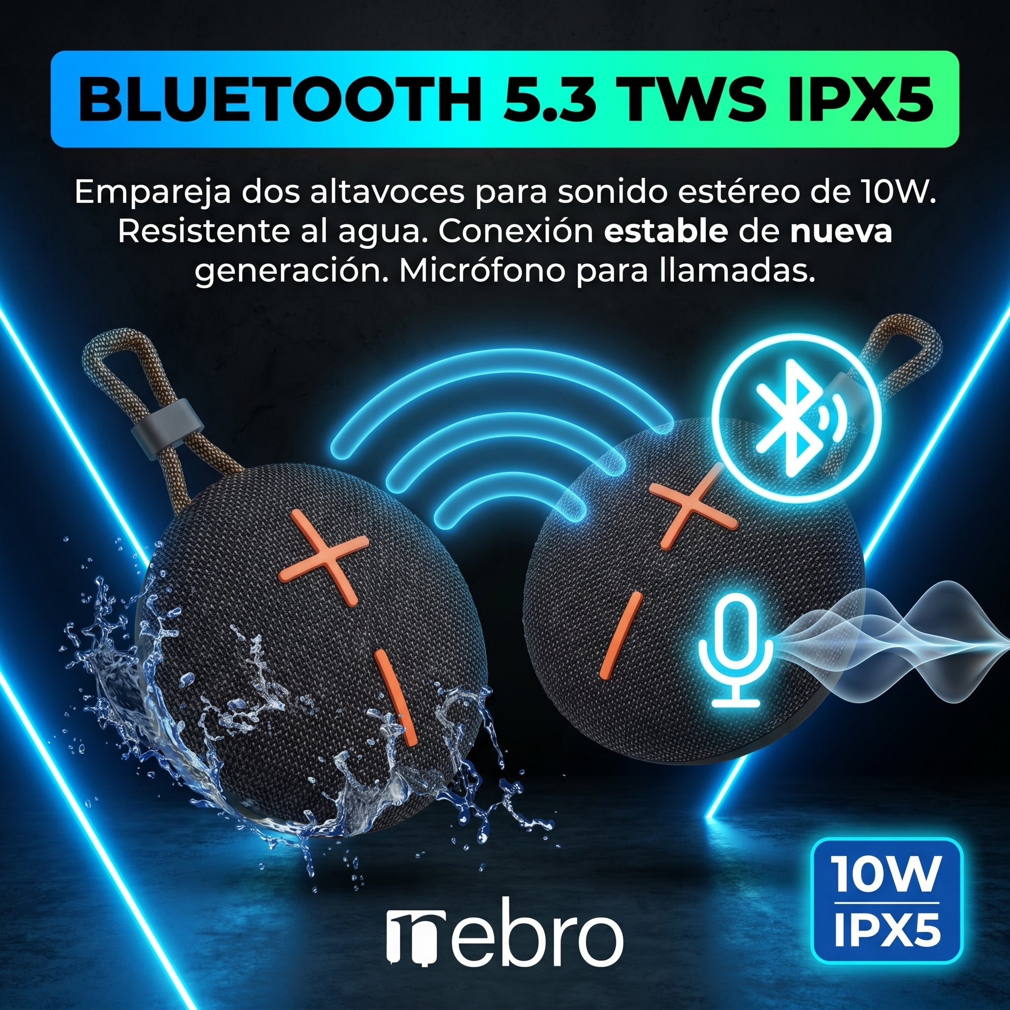 Bocina Bluetooth TWS NEBRO WG147 Bluetooth 53 10W IPX5 - Imagen 4