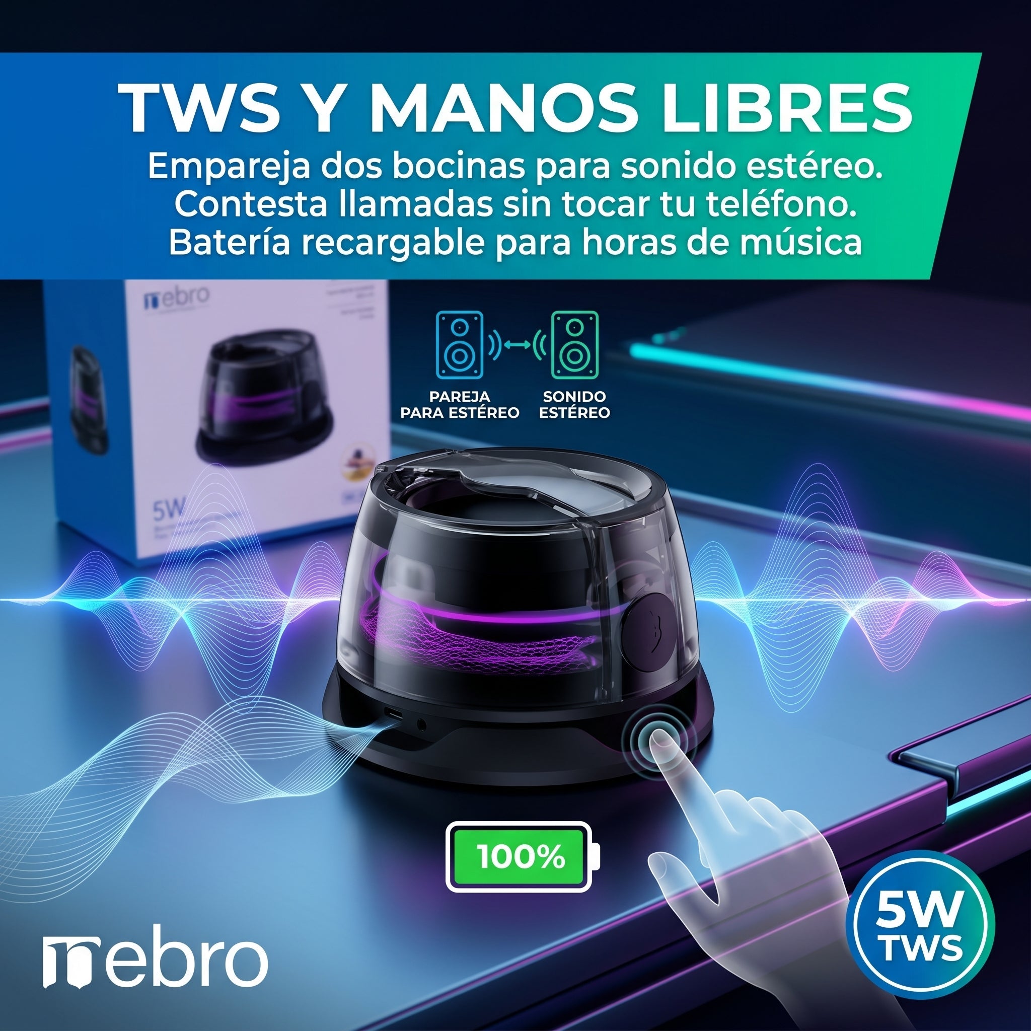 Bocina Bluetooth NEBRO WG150 5W - Imagen 4
