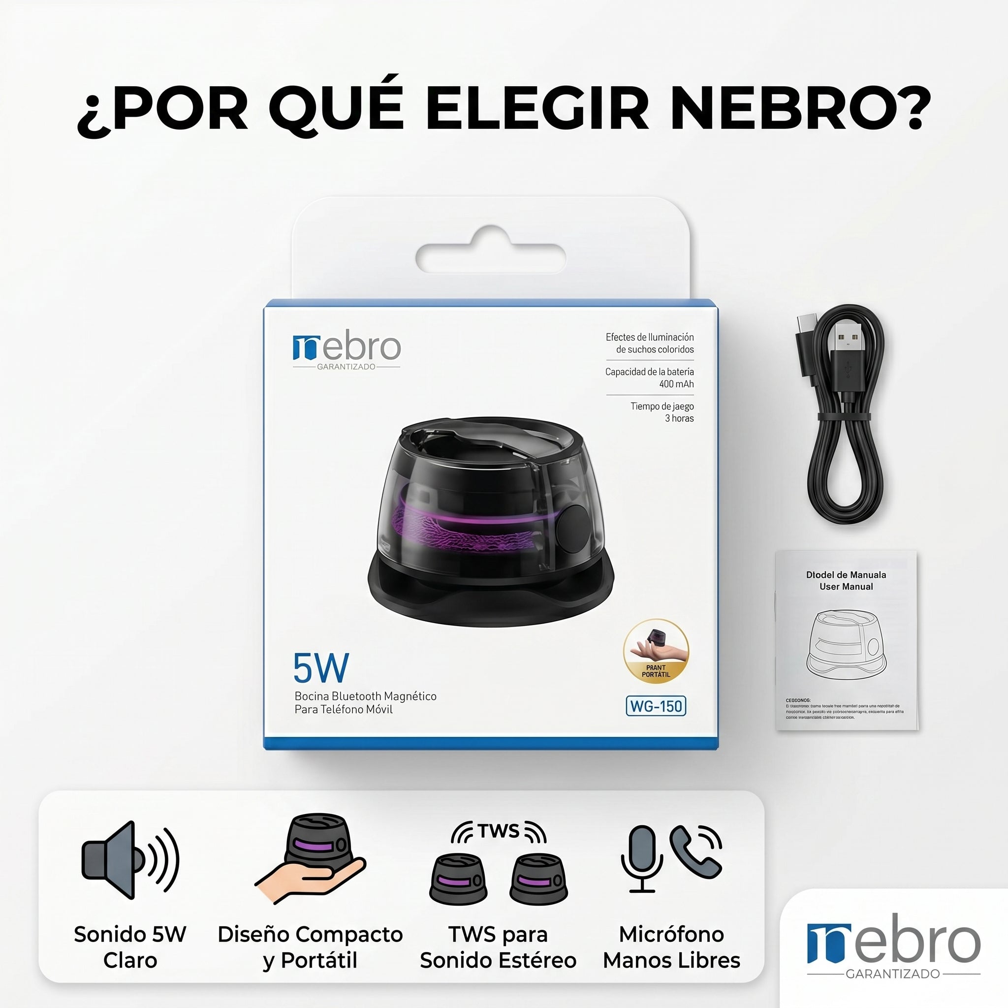 Bocina Bluetooth NEBRO WG150 5W - Imagen 7