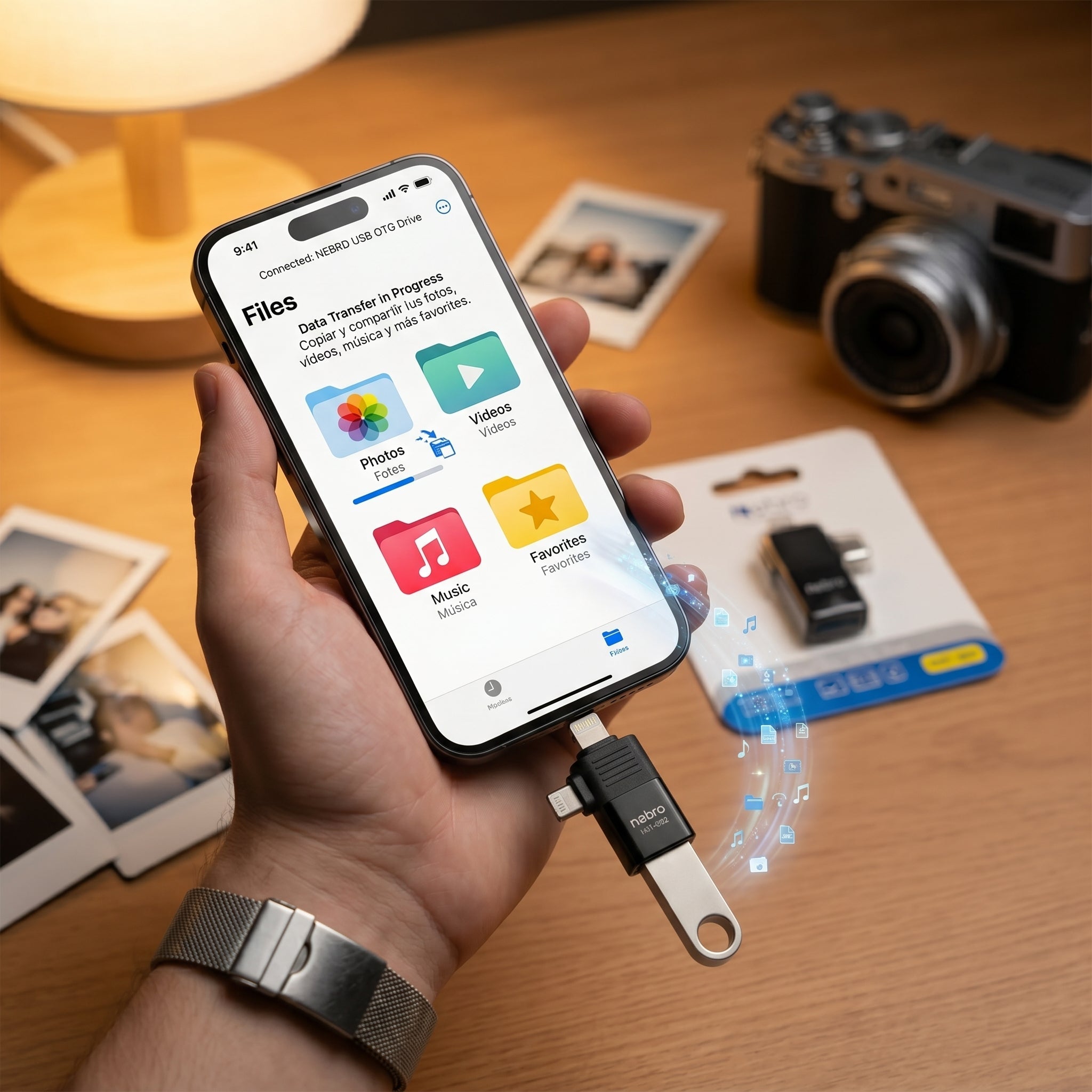 Adaptador USB OTG Nebro WAT-092 USB-A Hembra a Tipo-C y Lightning - Imagen 2