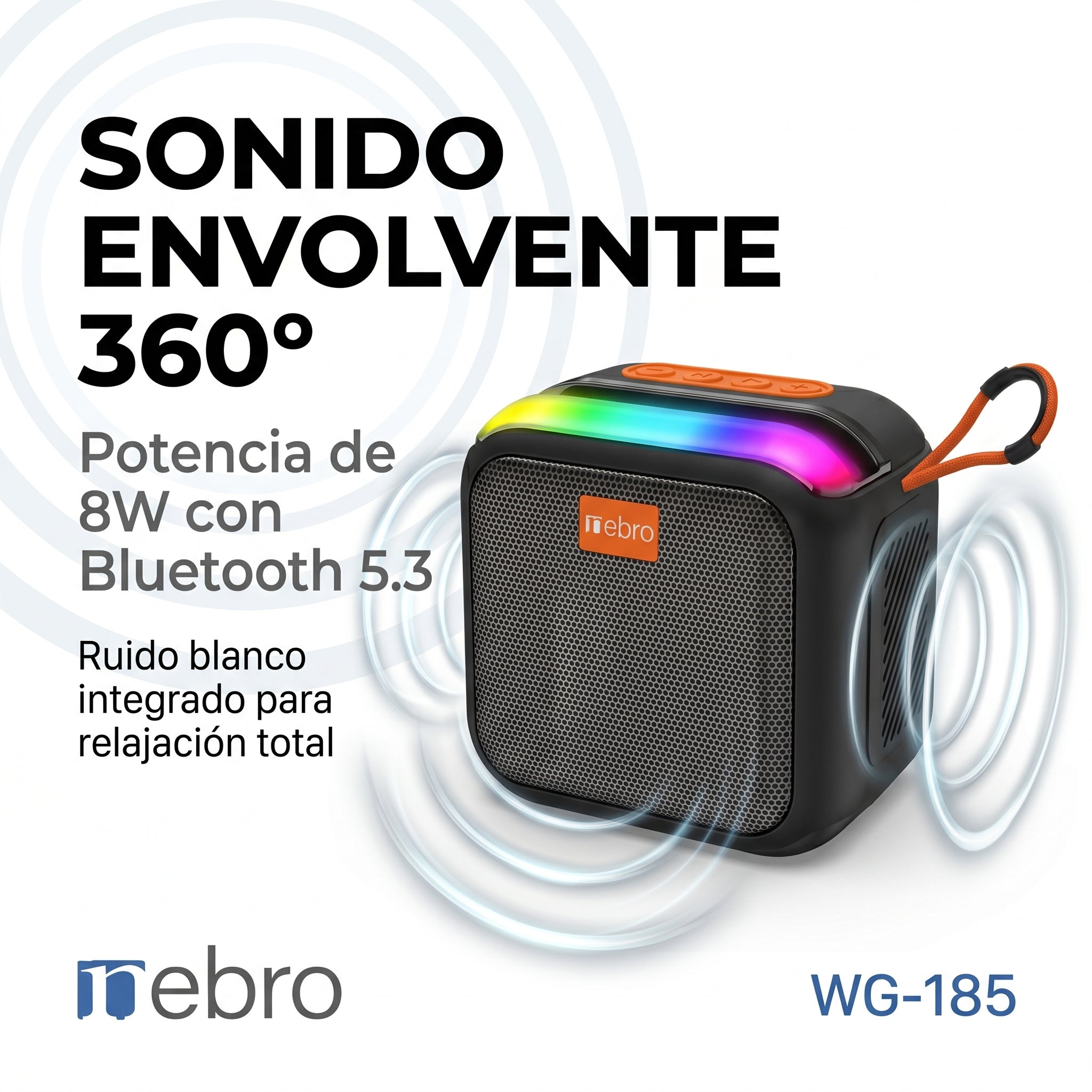 Bocina Inalámbrica Nebro WG-185 Bluetooth 5.3 Sonido Envolvente 360° 8W - Imagen 2