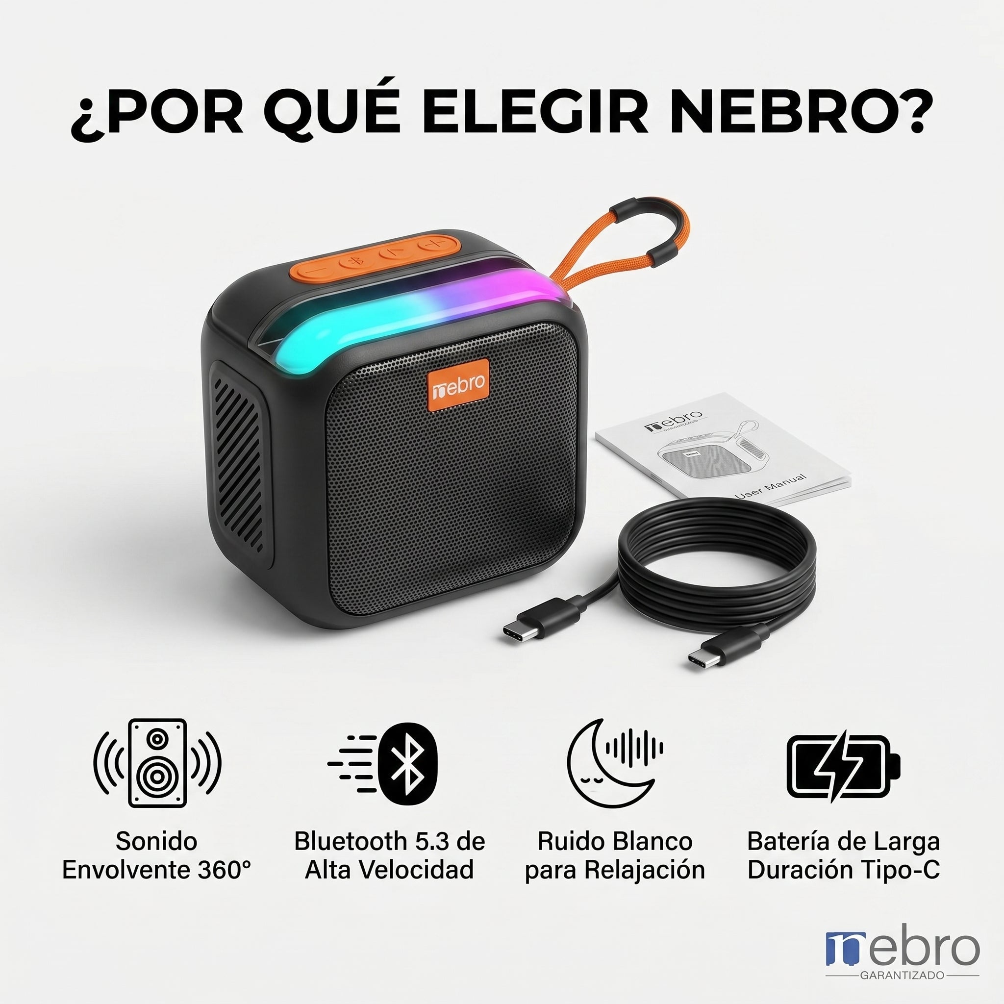 Bocina Inalámbrica Nebro WG-185 Bluetooth 5.3 Sonido Envolvente 360° 8W - Imagen 7