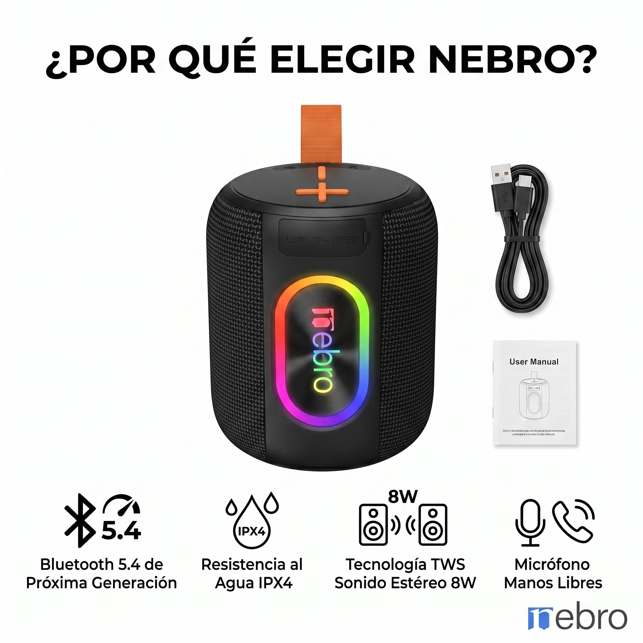 Bocina Bluetooth TWS NEBRO WG146 Bluetooth 54 8W IPX4 - Imagen 7