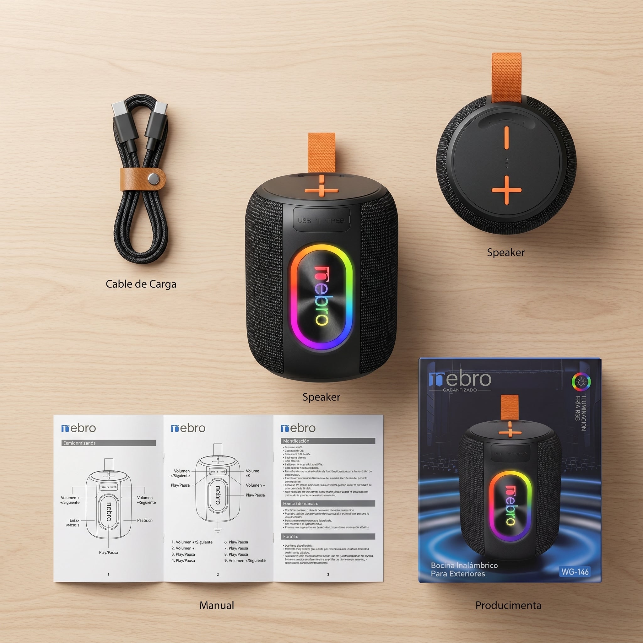 Bocina Bluetooth TWS NEBRO WG146 Bluetooth 54 8W IPX4 - Imagen 8