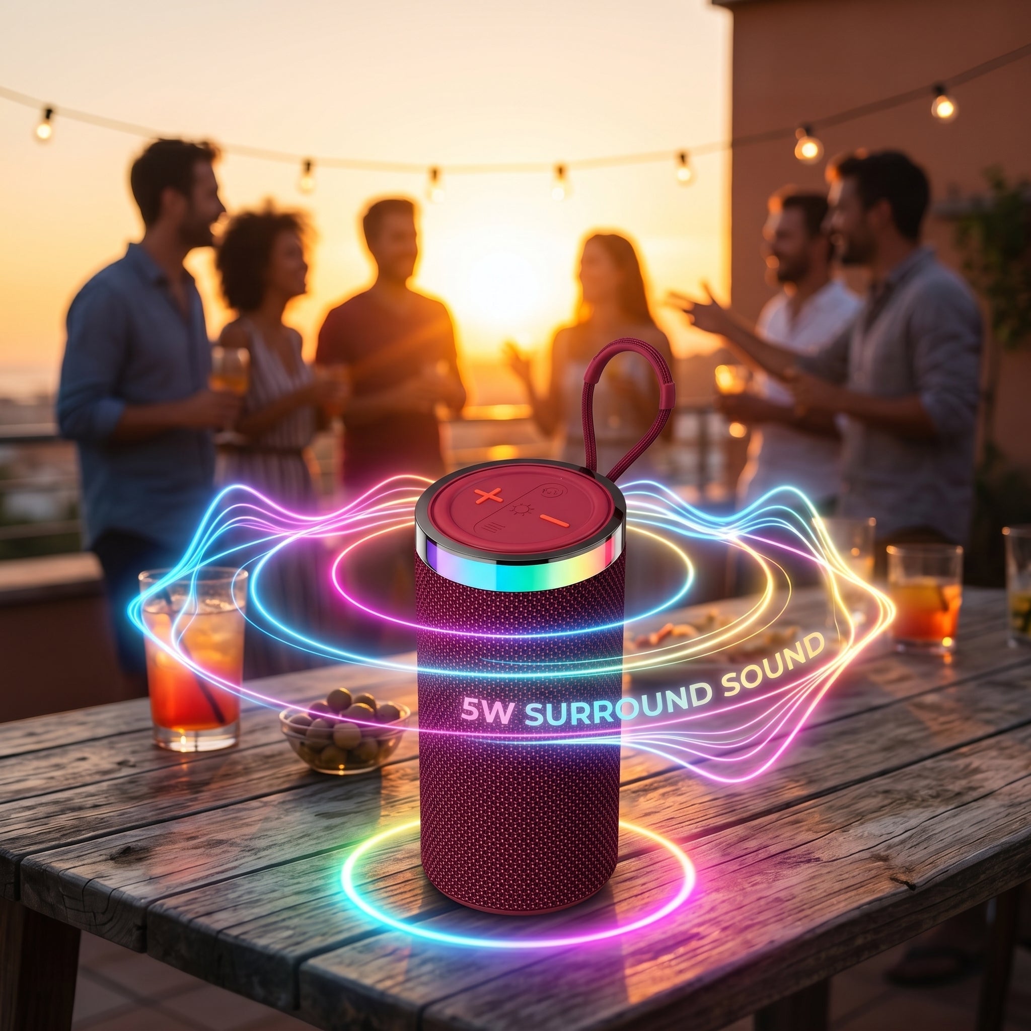 Bocina Bluetooth RGB NEBRO WG182 5W Sonido Envolvente 2000mAh - Imagen 6