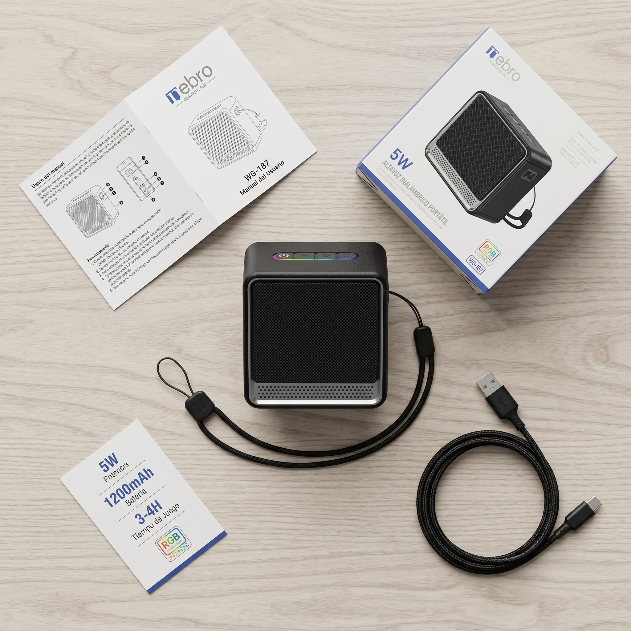 Bocina Bluetooth NEBRO WG187 Bluetooth 53 5W Cancelación Ruido - Imagen 7
