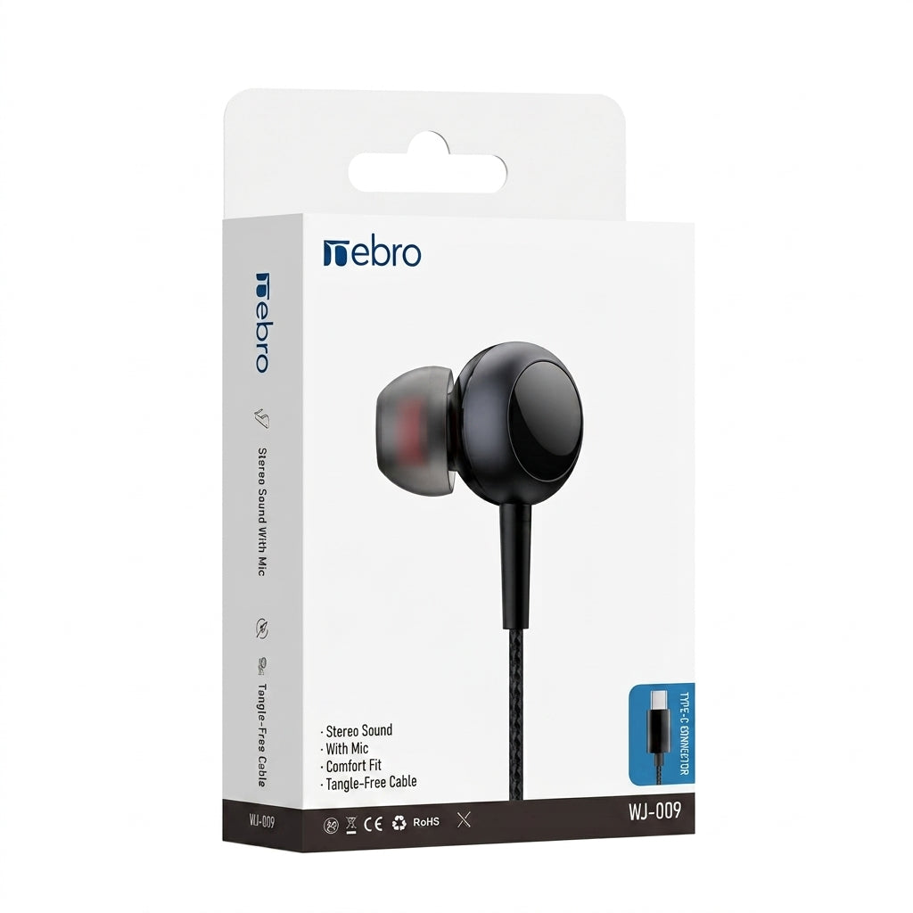 Audífonos Tipo-C Nebro WJ-009 Cable Trenzado - Imagen 3