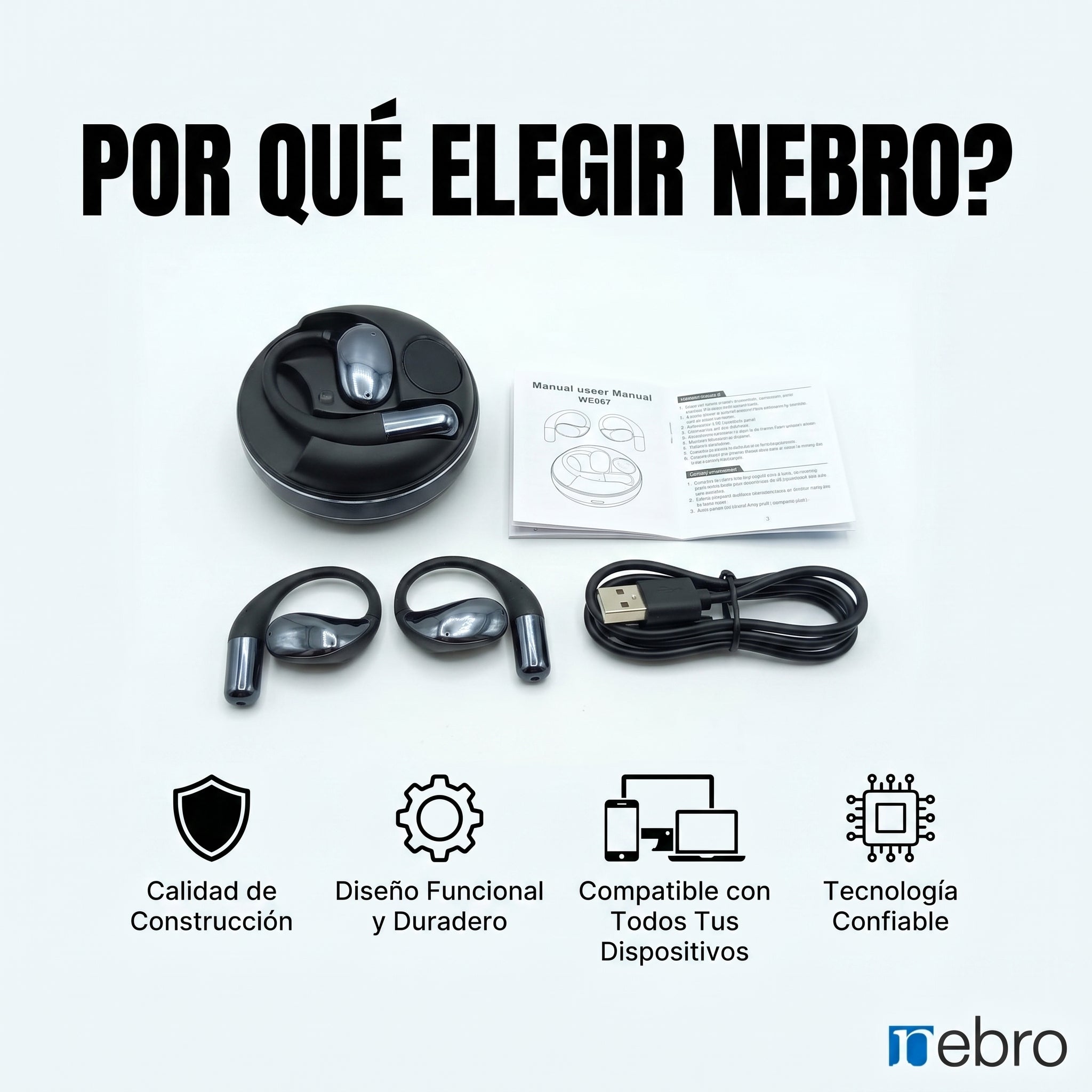 Audífonos Bluetooth NEBRO WE067 - Imagen 6
