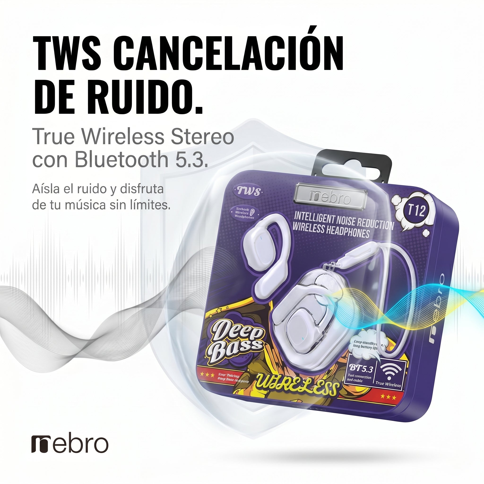 Audífonos Bluetooth TWS NEBRO WET12 Bluetooth 53 Cancelación Ruido - Imagen 2