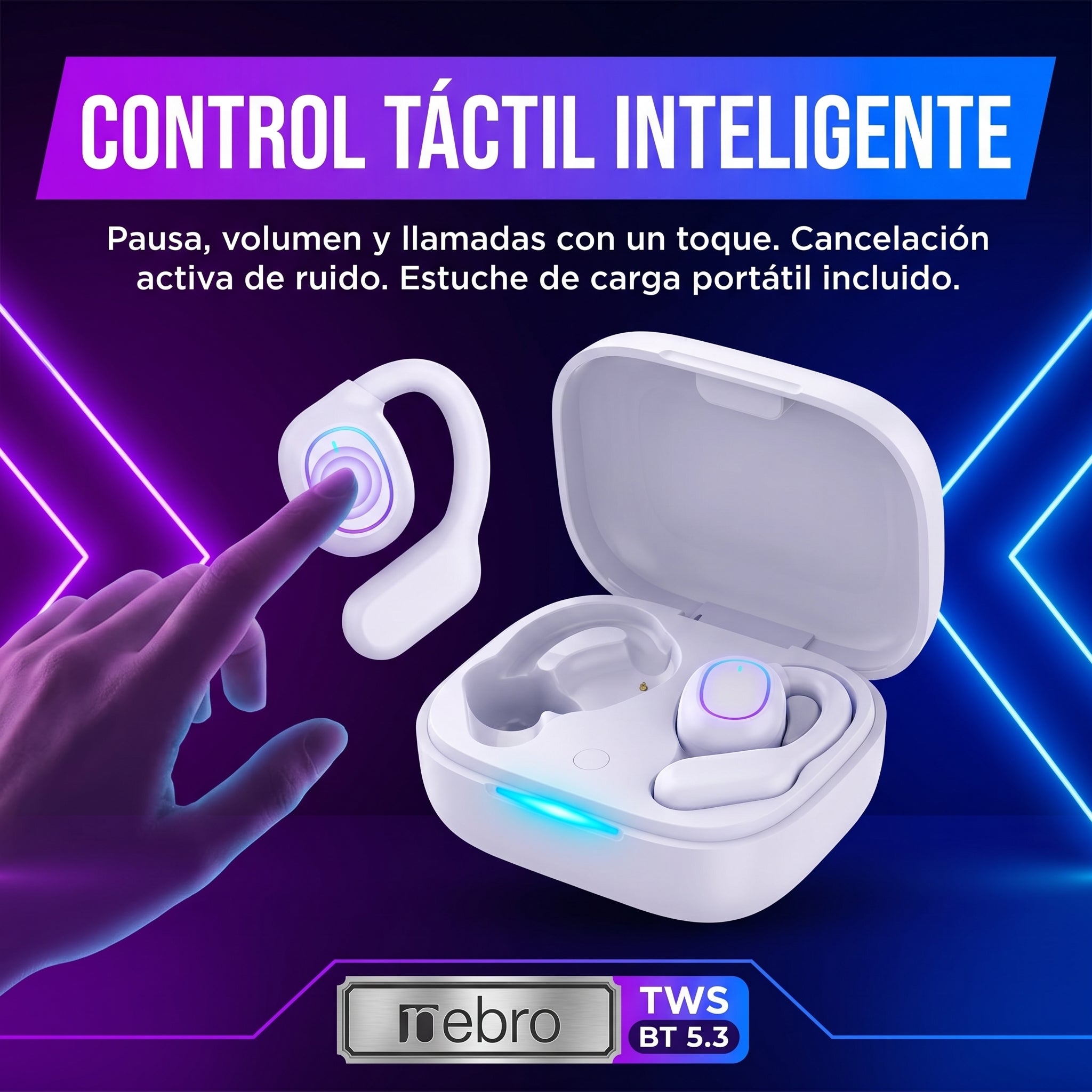 Audífonos Bluetooth TWS NEBRO WET12 Bluetooth 53 Cancelación Ruido - Imagen 3