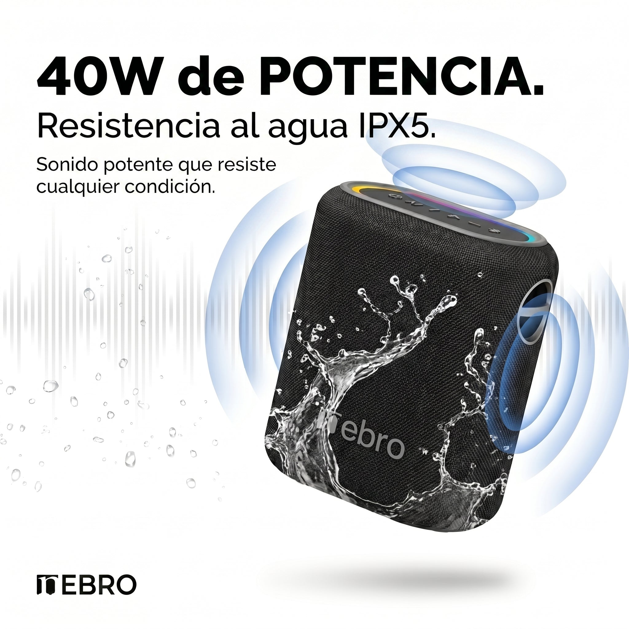 Bocina Bluetooth TWS NEBRO WG080S Bluetooth 53 40W IPX5 - Imagen 2