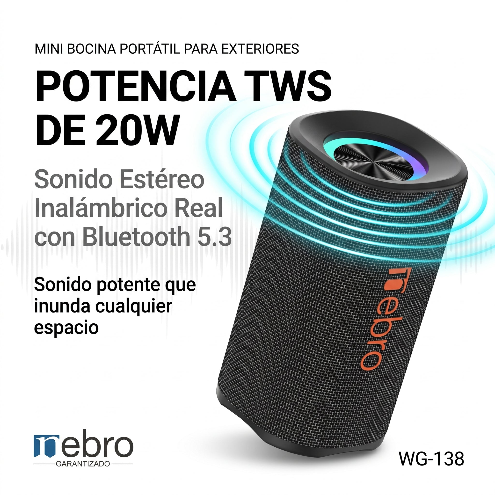 Bocina Bluetooth TWS NEBRO WG138 Bluetooth 53 20W - Imagen 2