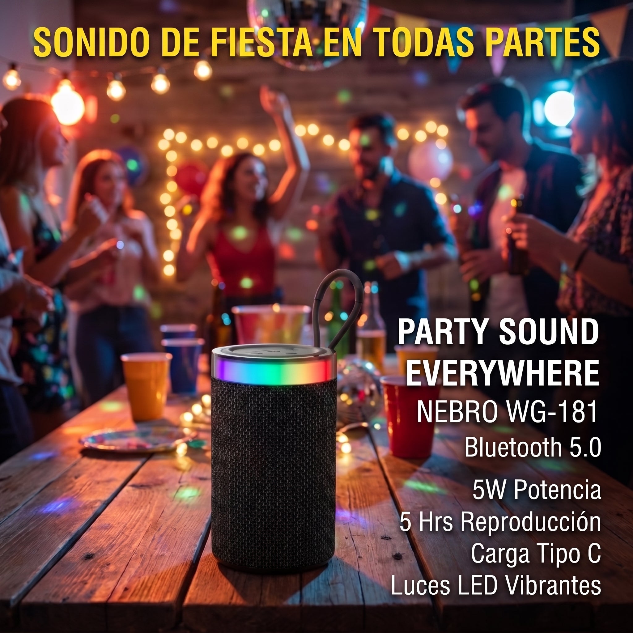 Bocina Portátil Nebro WG-181: Sonido Bluetooth 5.0 - Imagen 5