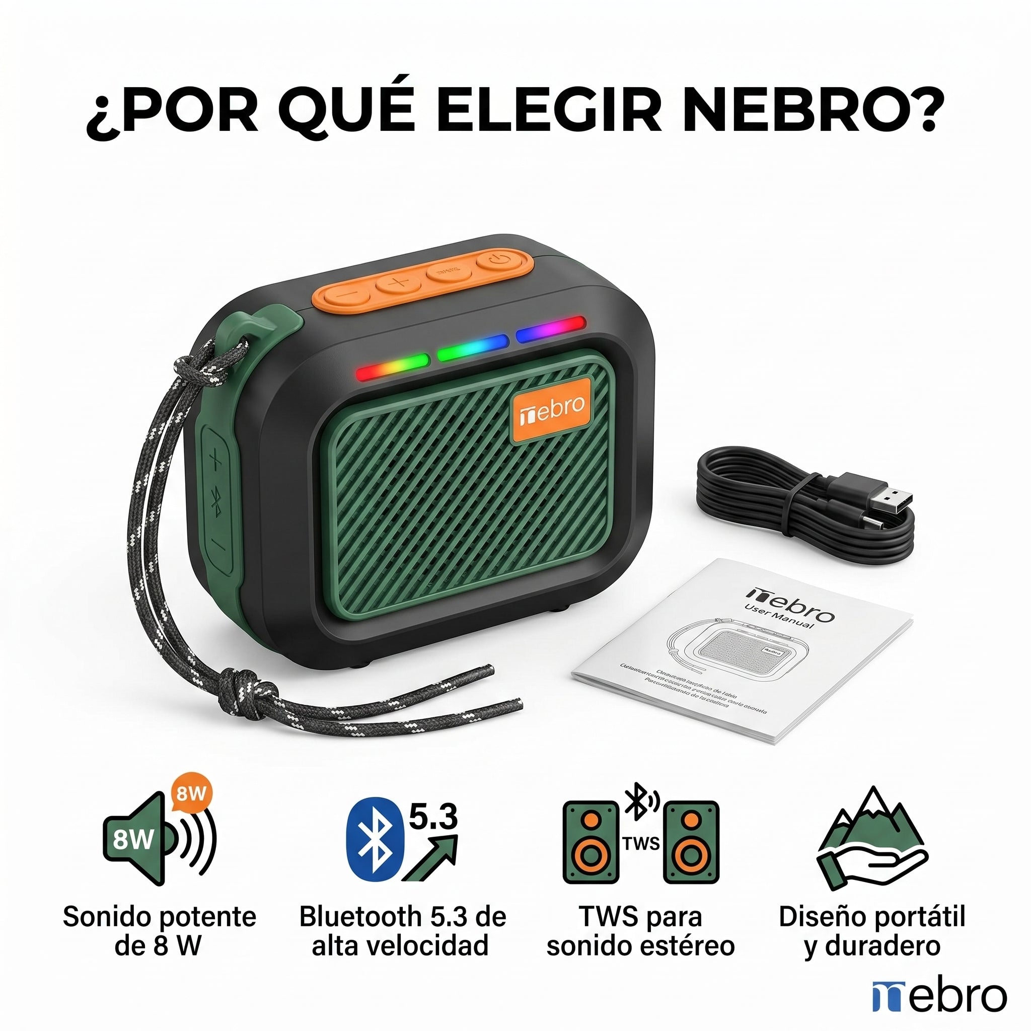 Bocina Bluetooth NEBRO WG184 Bluetooth 53 8W - Imagen 7