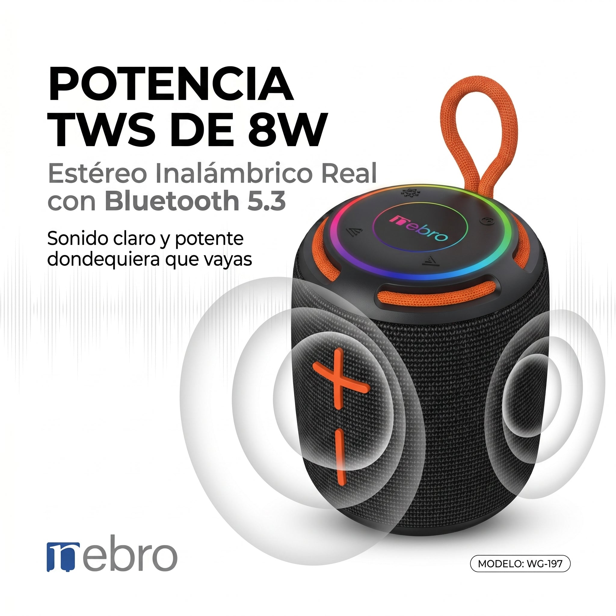 Bocina Bluetooth TWS NEBRO WG197 Bluetooth 53 8W - Imagen 2