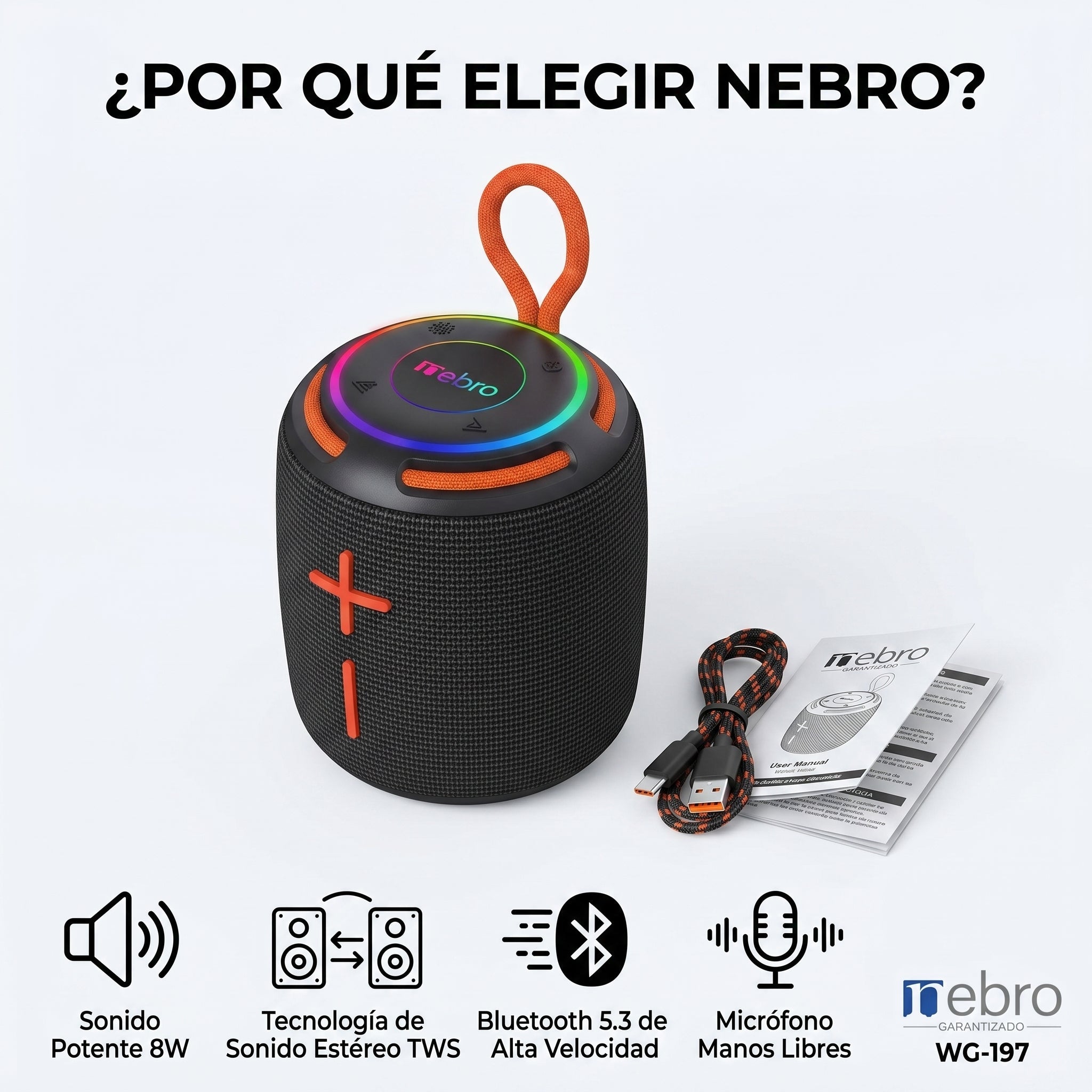 Bocina Bluetooth TWS NEBRO WG197 Bluetooth 53 8W - Imagen 7