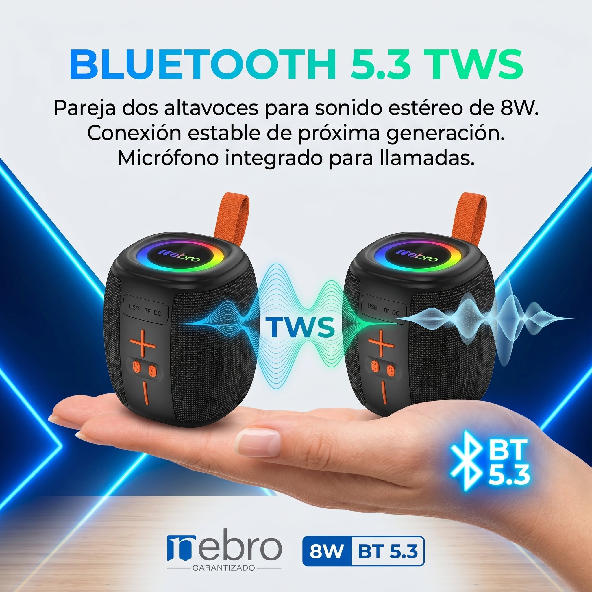 Bocina Bluetooth TWS NEBRO WG196 Bluetooth 53 8W - Imagen 4