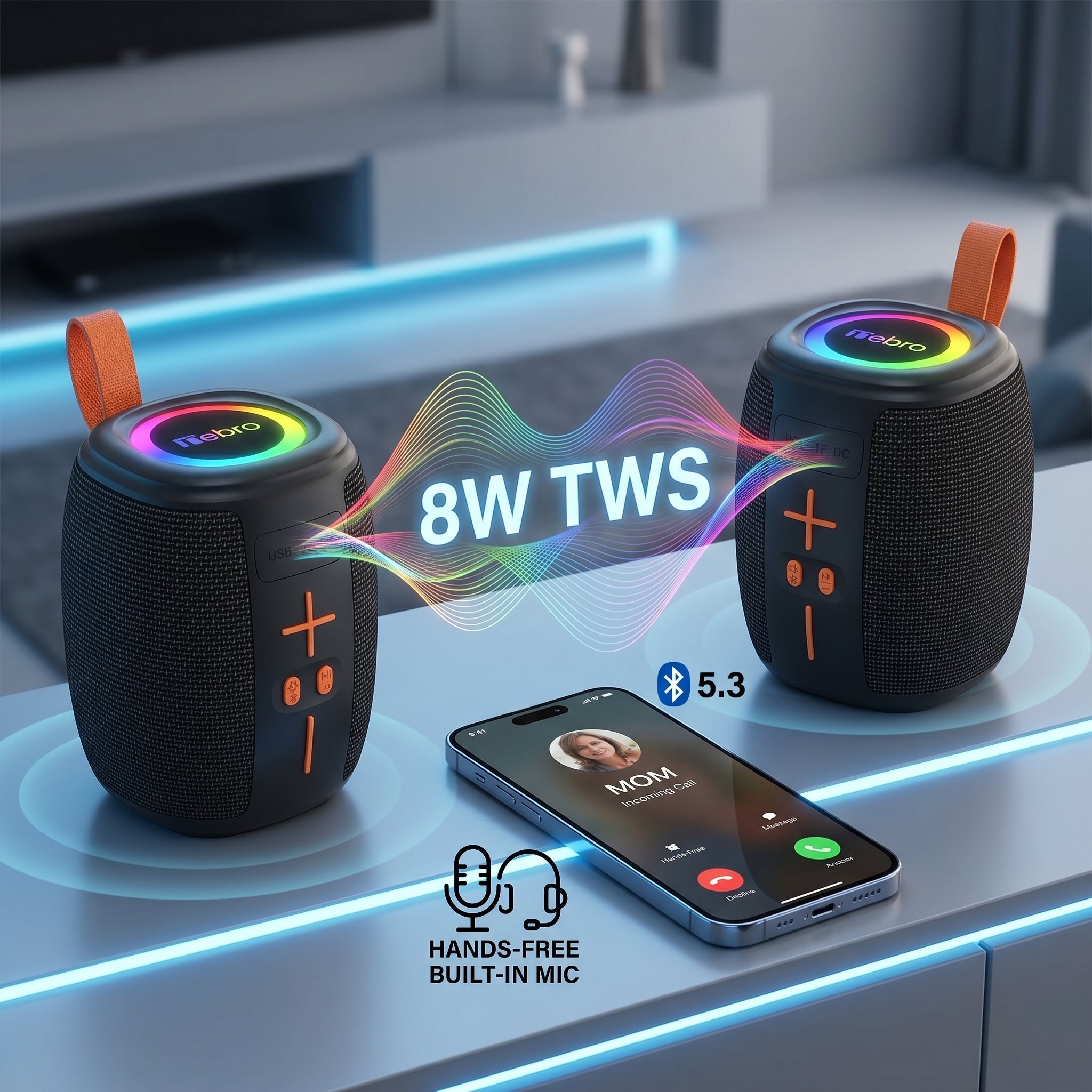 Bocina Bluetooth TWS NEBRO WG196 Bluetooth 53 8W - Imagen 6