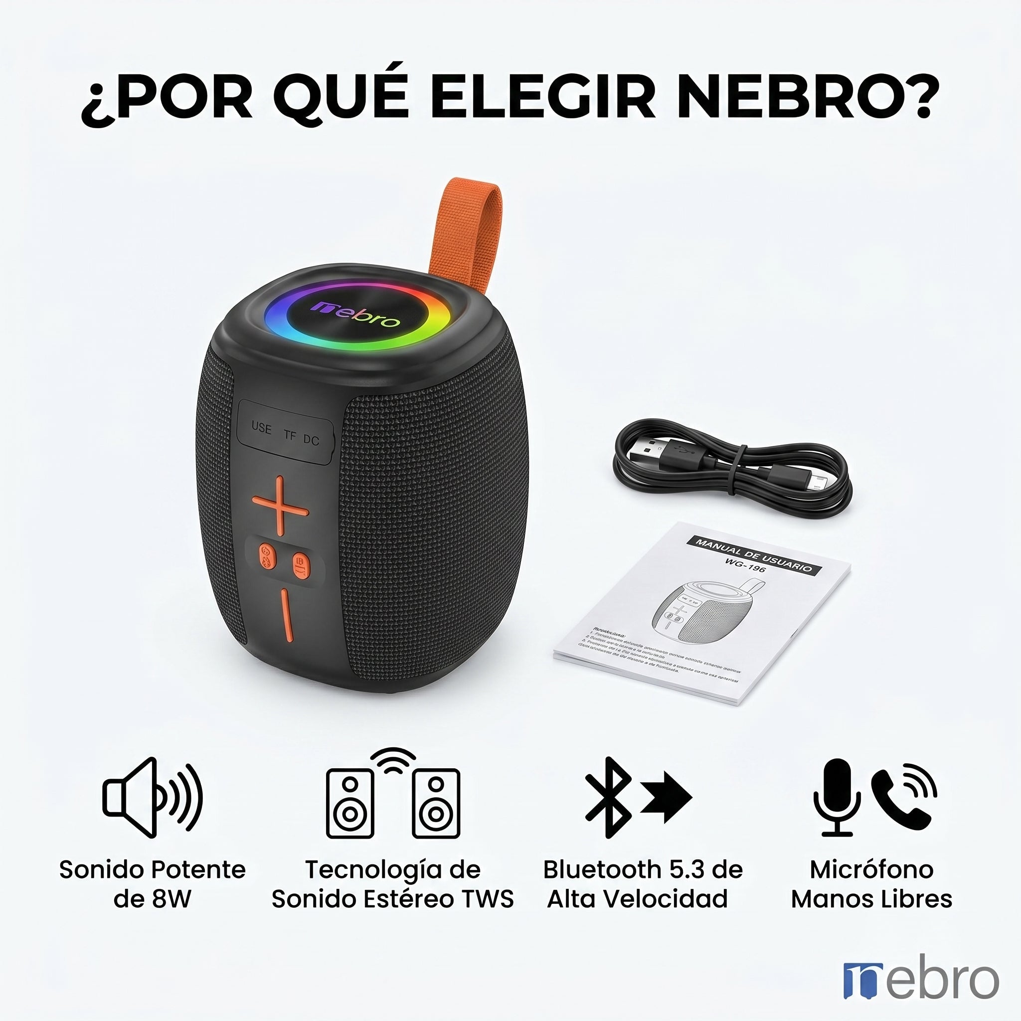 Bocina Bluetooth TWS NEBRO WG196 Bluetooth 53 8W - Imagen 7