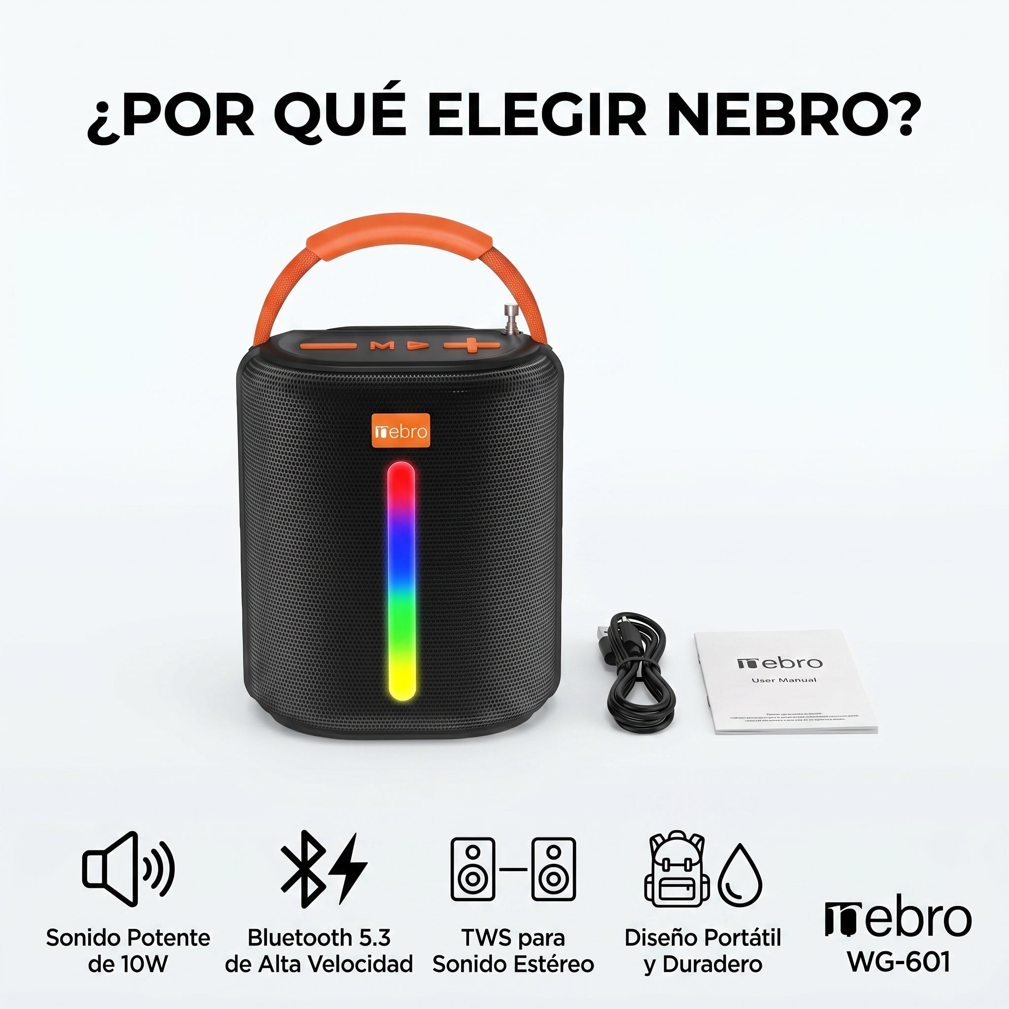 Bocina Bluetooth NEBRO WG601 Bluetooth 53 10W Solar - Imagen 6