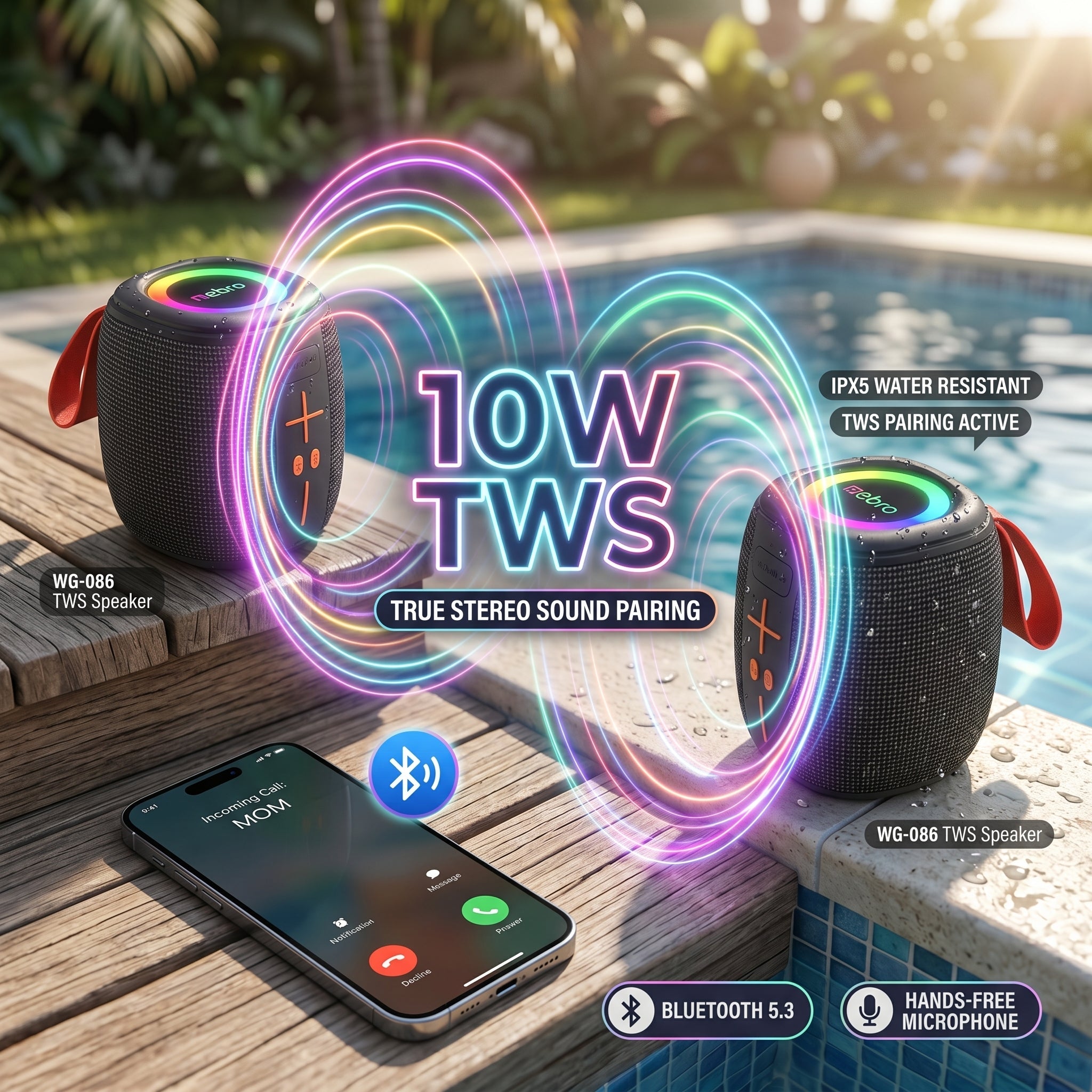 Bocina Bluetooth TWS NEBRO WG086 Bluetooth 53 10W IPX5 - Imagen 5