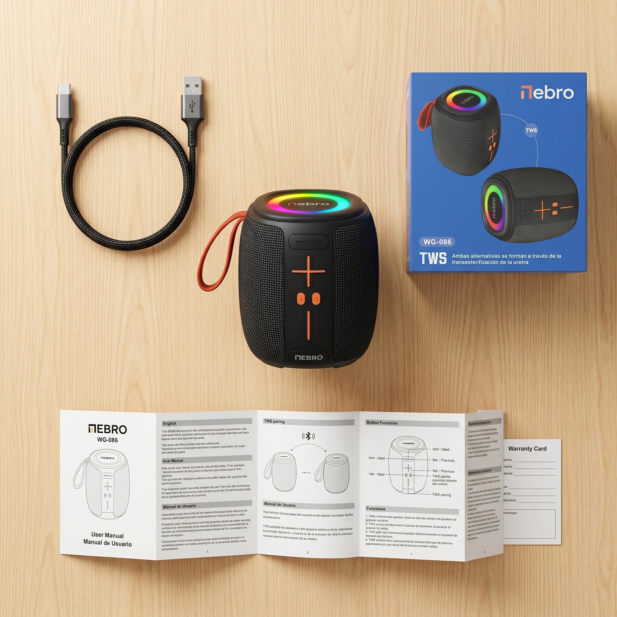 Bocina Bluetooth TWS NEBRO WG086 Bluetooth 53 10W IPX5 - Imagen 7