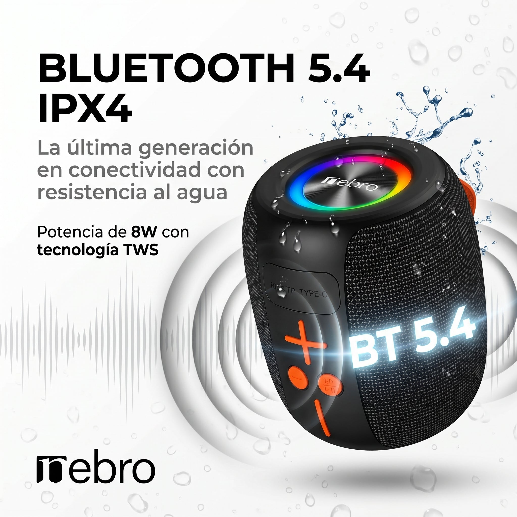 Bocina Bluetooth TWS NEBRO WG195 Bluetooth 54 8W IPX4 - Imagen 2