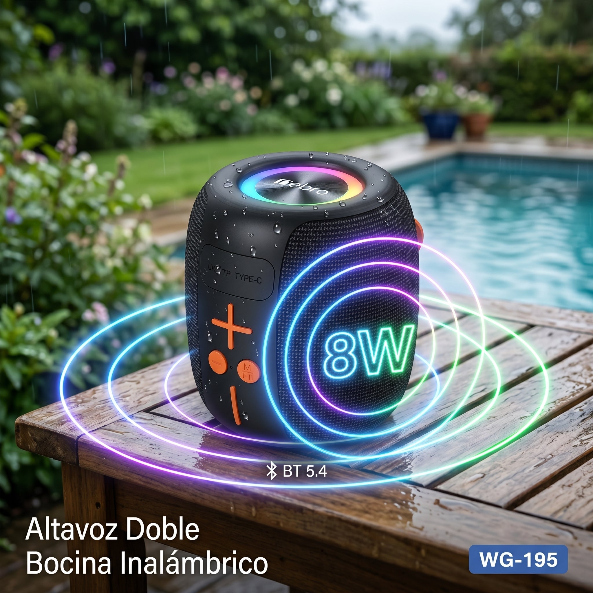Bocina Bluetooth TWS NEBRO WG195 Bluetooth 54 8W IPX4 - Imagen 5