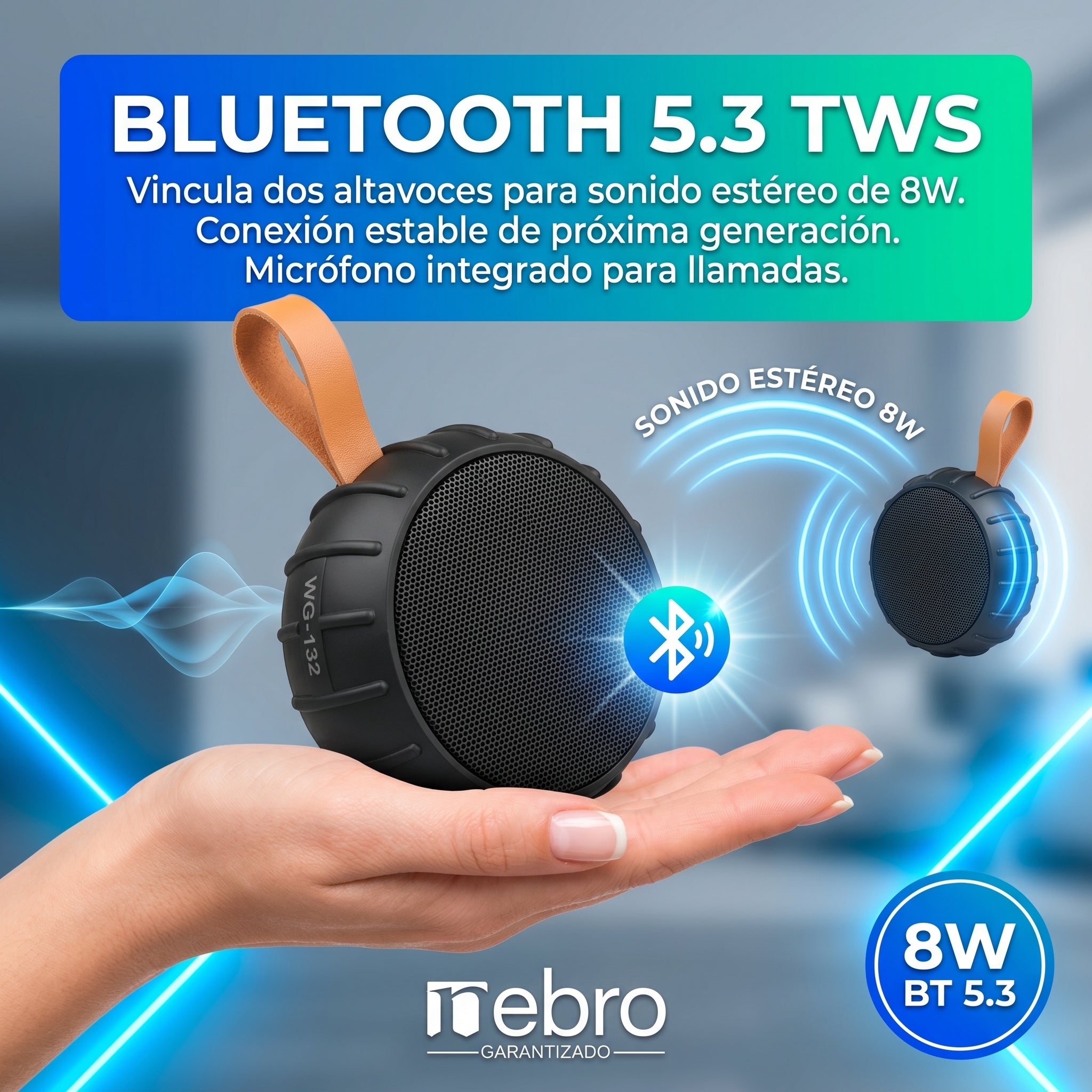 Bocina Bluetooth TWS NEBRO WG132 Bluetooth 53 8W - Imagen 4