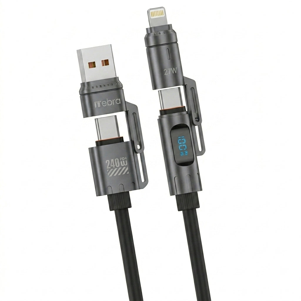 Cable 4 en 1 Trenzado NEBRO WD312 7W Carga Alta Resistencia
