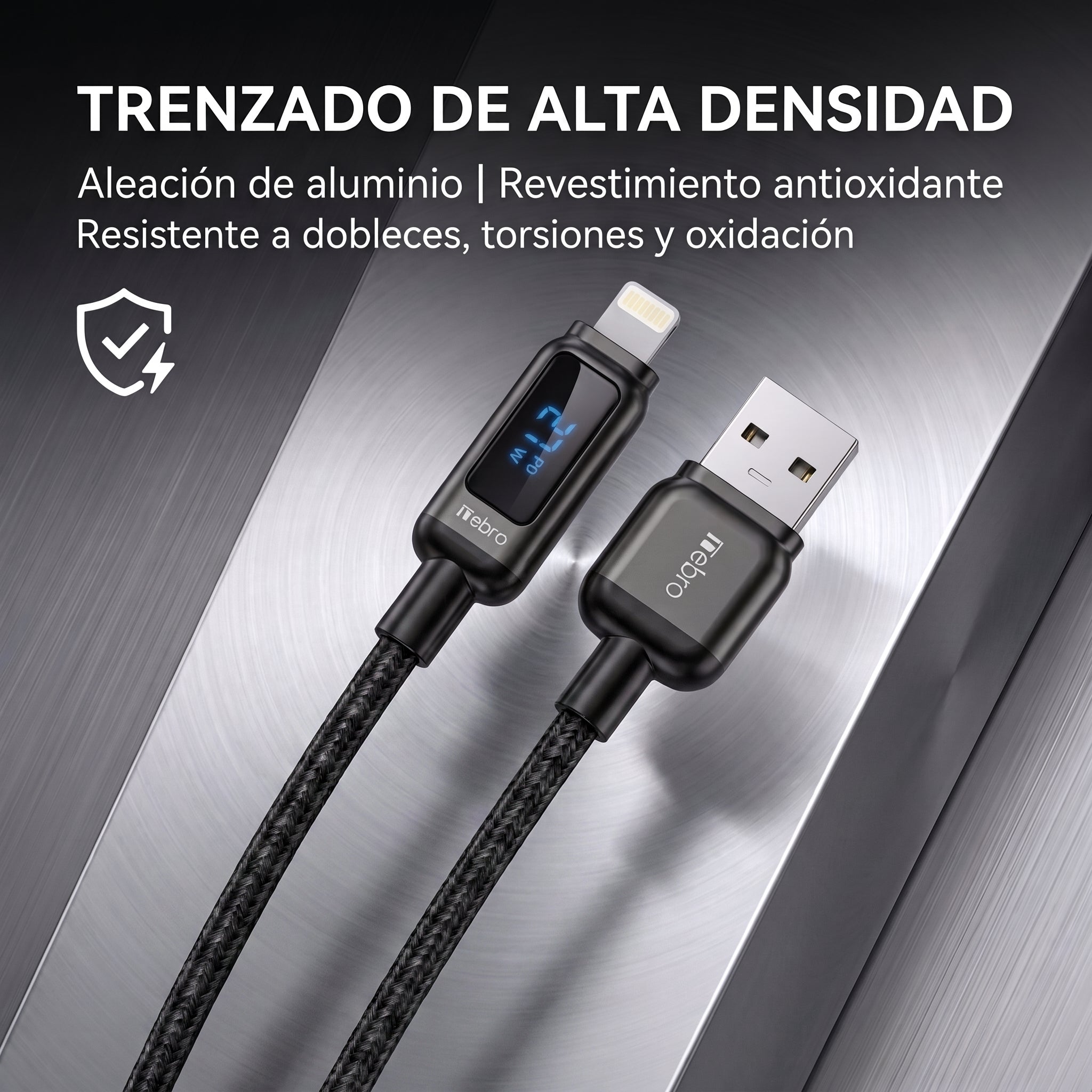 Cable Lightning a USB-A Trenzado Nebro WD-309L - Imagen 4