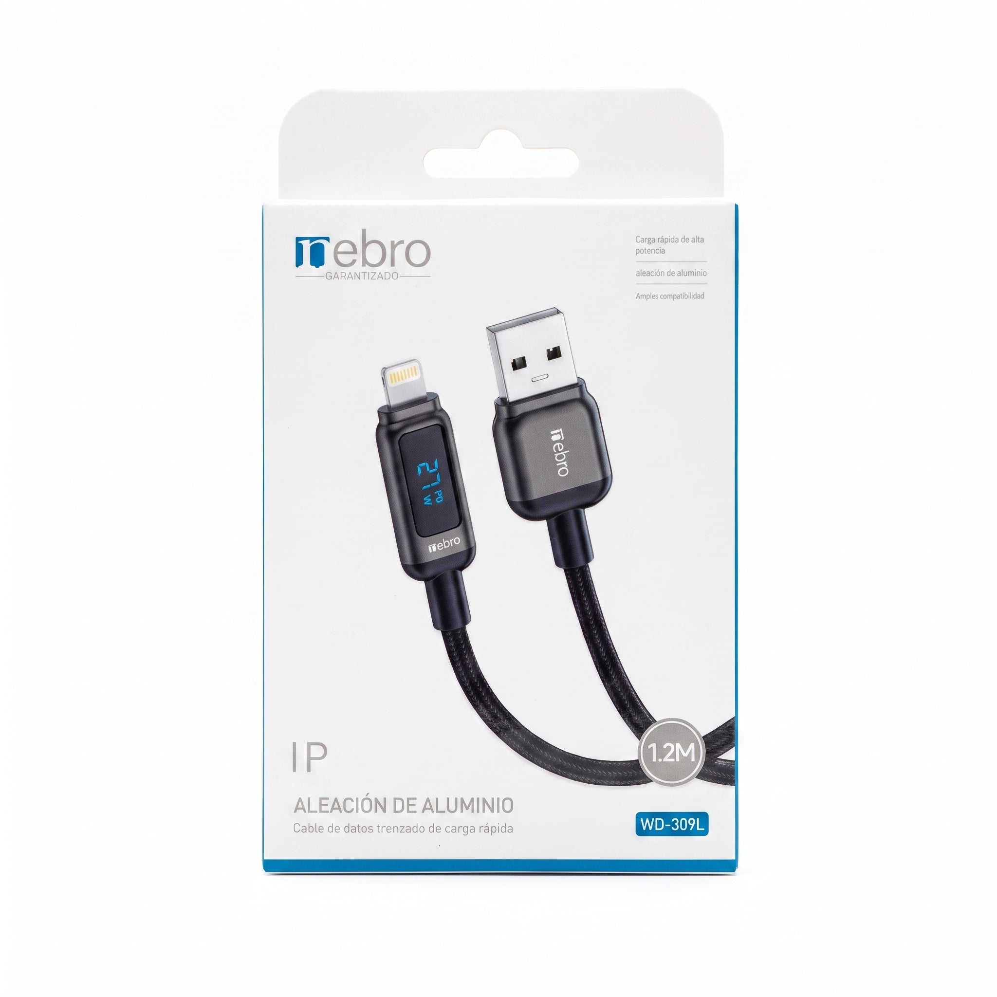 Cable Lightning a USB-A Trenzado Nebro WD-309L - Imagen 5
