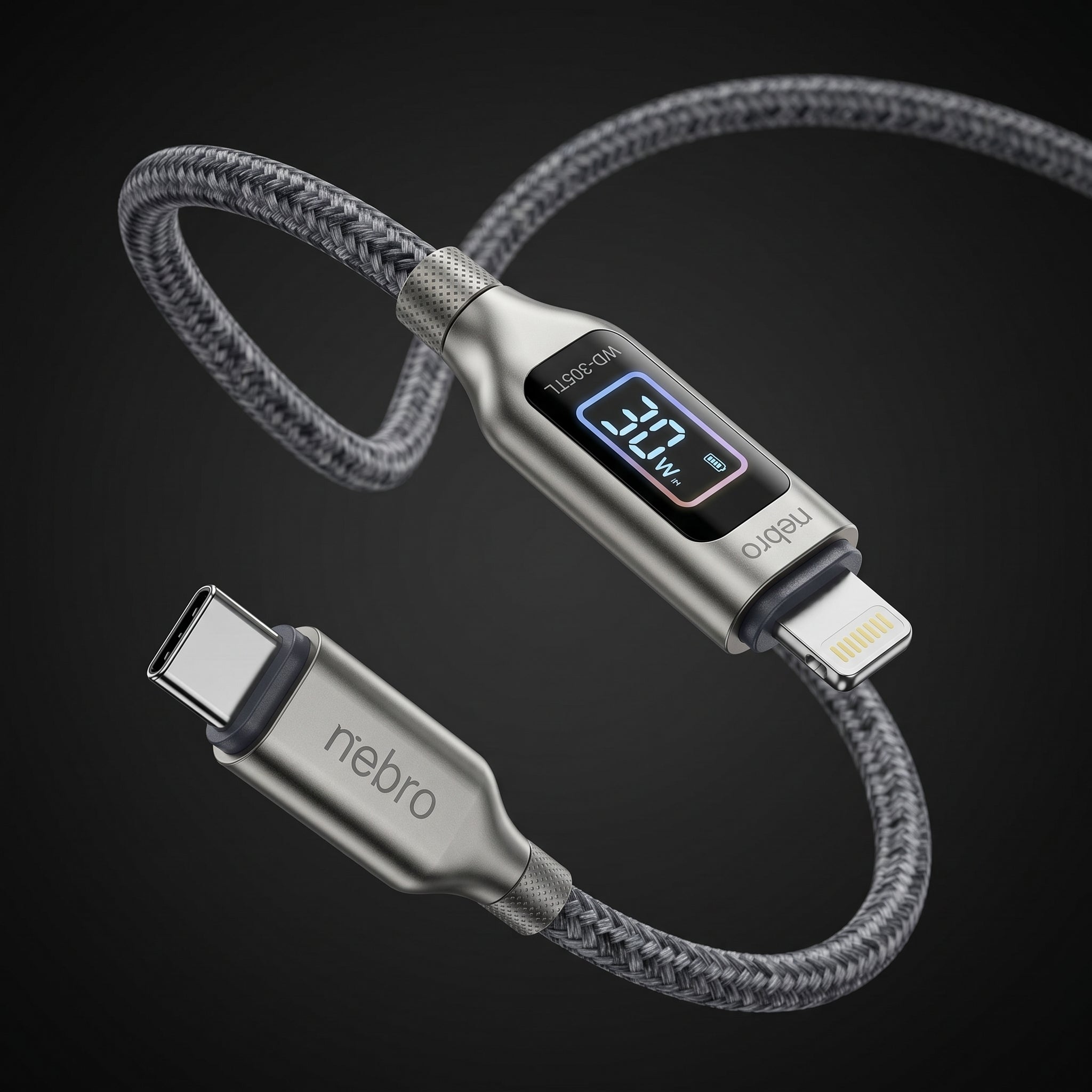 Cable Lightning Trenzado NEBRO WD-305TL 30W Carga Rápida Alta Resistencia - Imagen 10