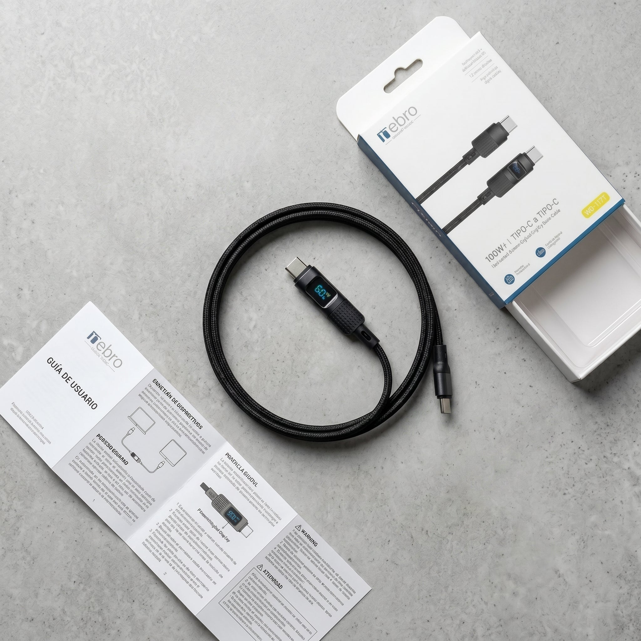 Cable USB Tipo C NEBRO WD117T 100W Carga Rápida y Transferencia de Datos - Imagen 8